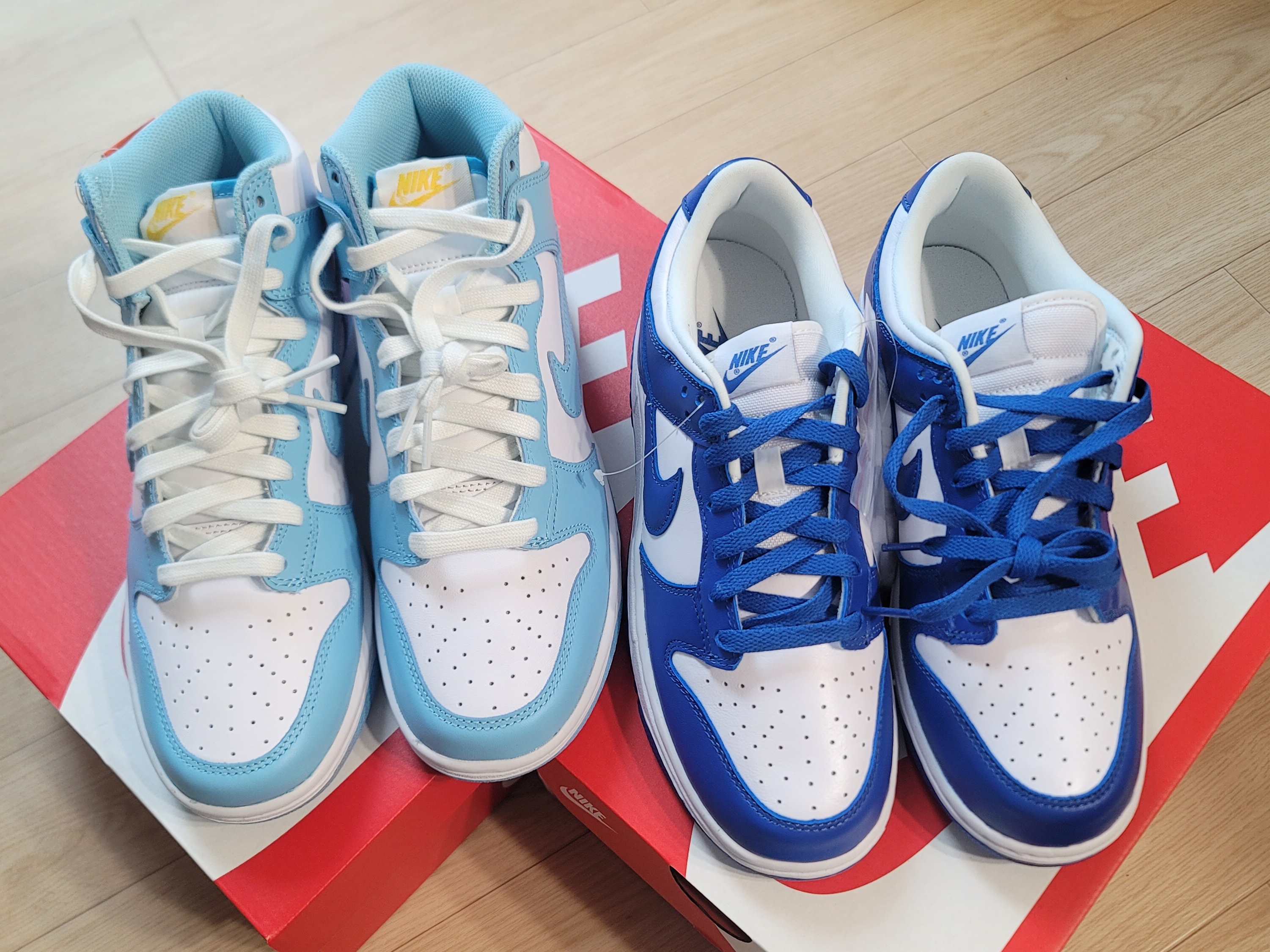 Nike Dunk Low SP Kentucky 2022, Nike Dunk High Retro Blue Chill 착용 스타일 - 1