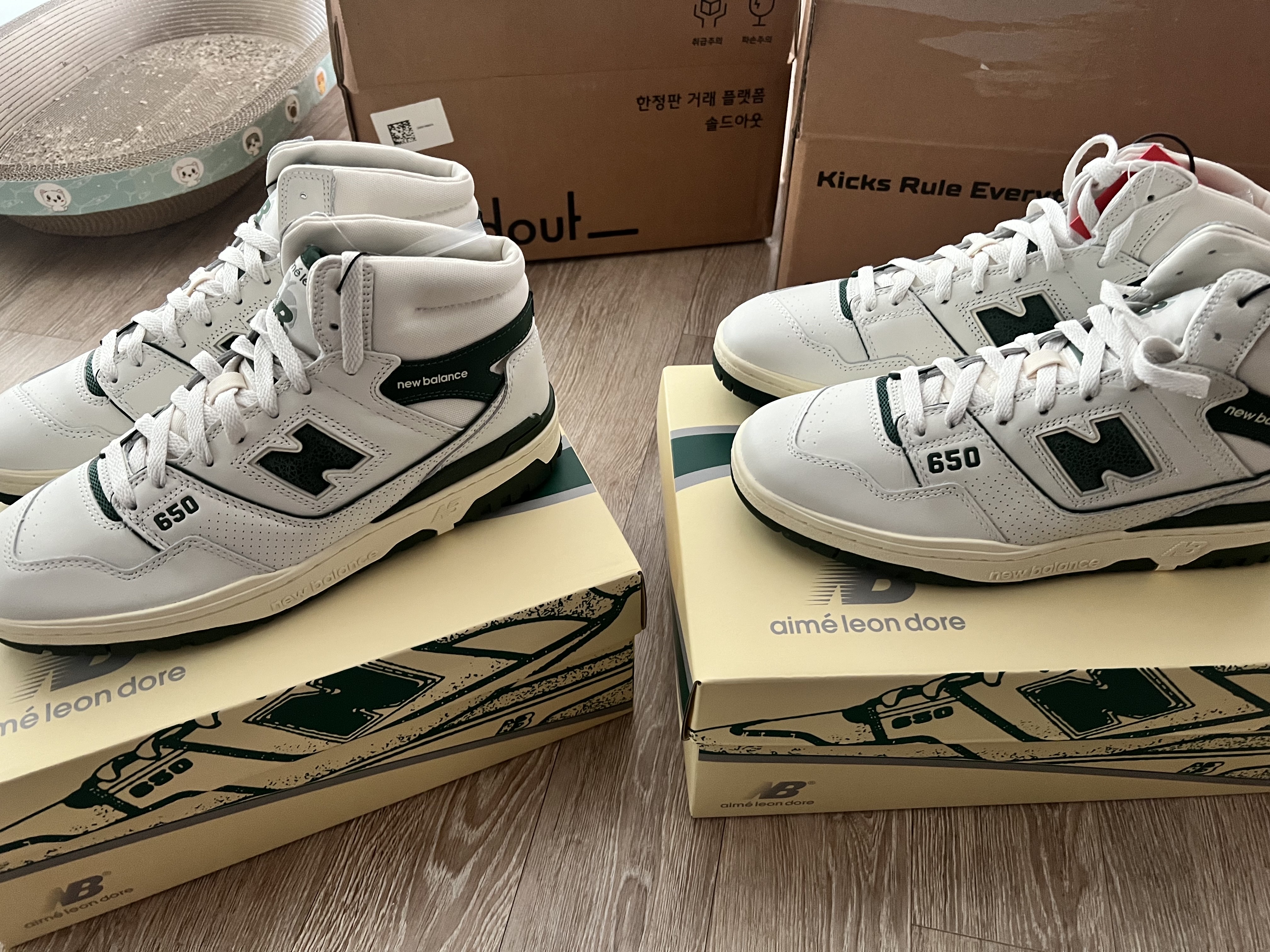 New Balance x Aime Leon Dore 650R White Green 착용 스타일