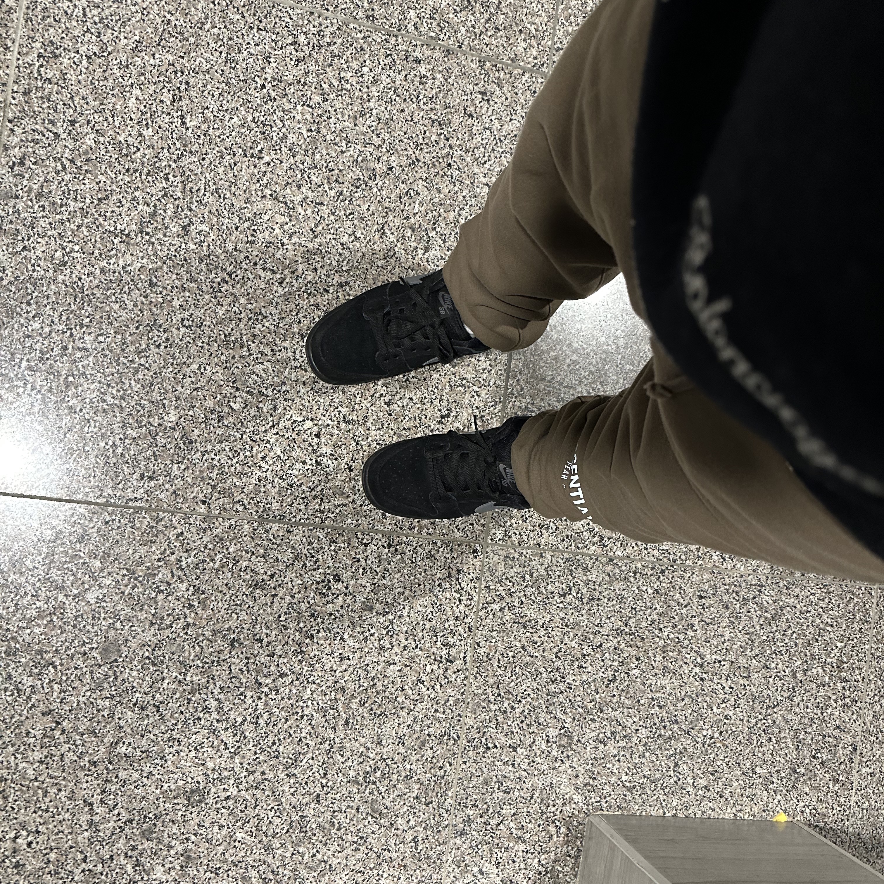 Nike SB Dunk Low Pro Black Cool Grey, Essentials Sweatpants Taupe - 21SS 착용 스타일 - 3