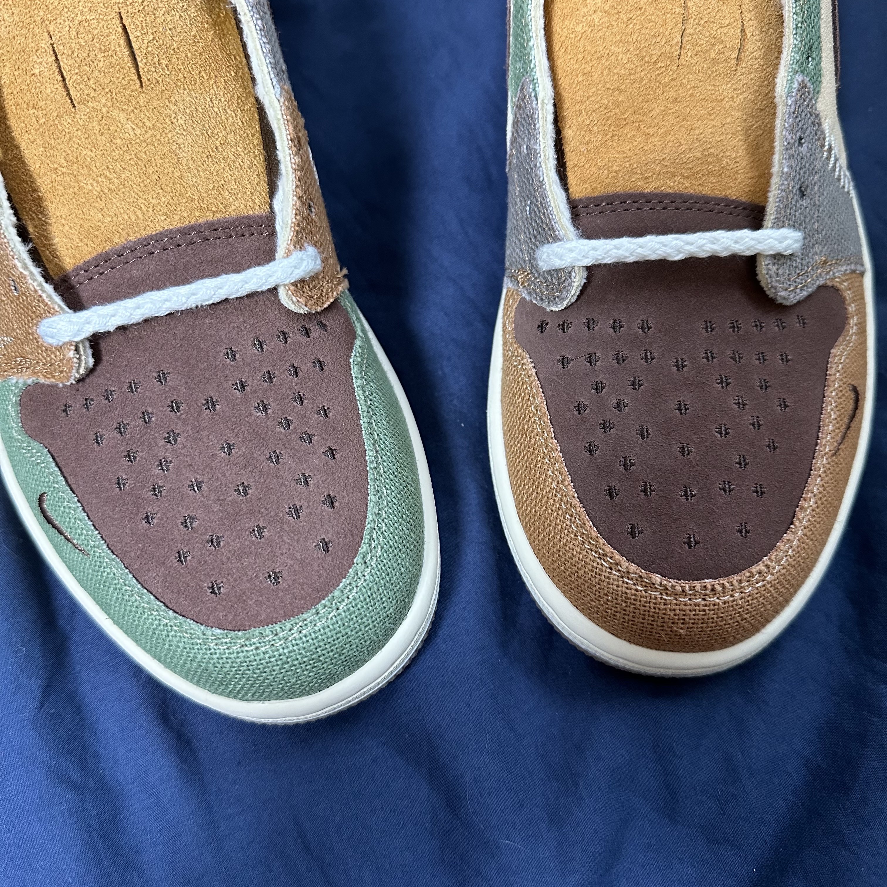Jordan 1 x Zion Williamson Retro Low OG Flax and Oil Green 착용 스타일 - 4