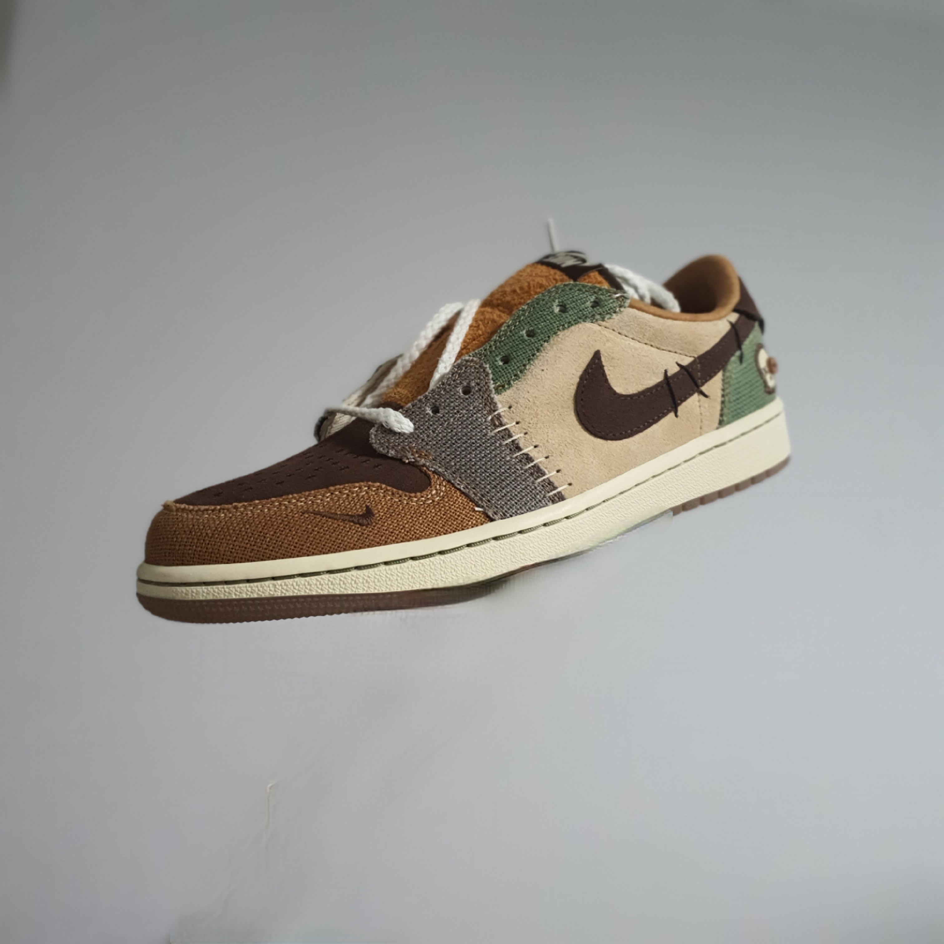 Jordan 1 x Zion Williamson Retro Low OG Flax and Oil Green 착용 스타일 - 2