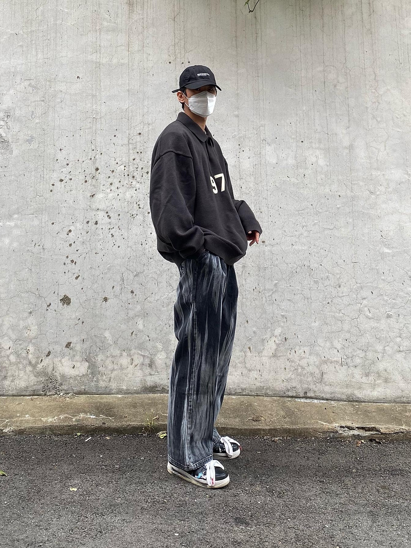 Essentials 1977 Knit Long Sleeve Polo Iron - 22SS, Nike x Peaceminusone Air Force 1 Low Para-Noise 착용 스타일 - 1