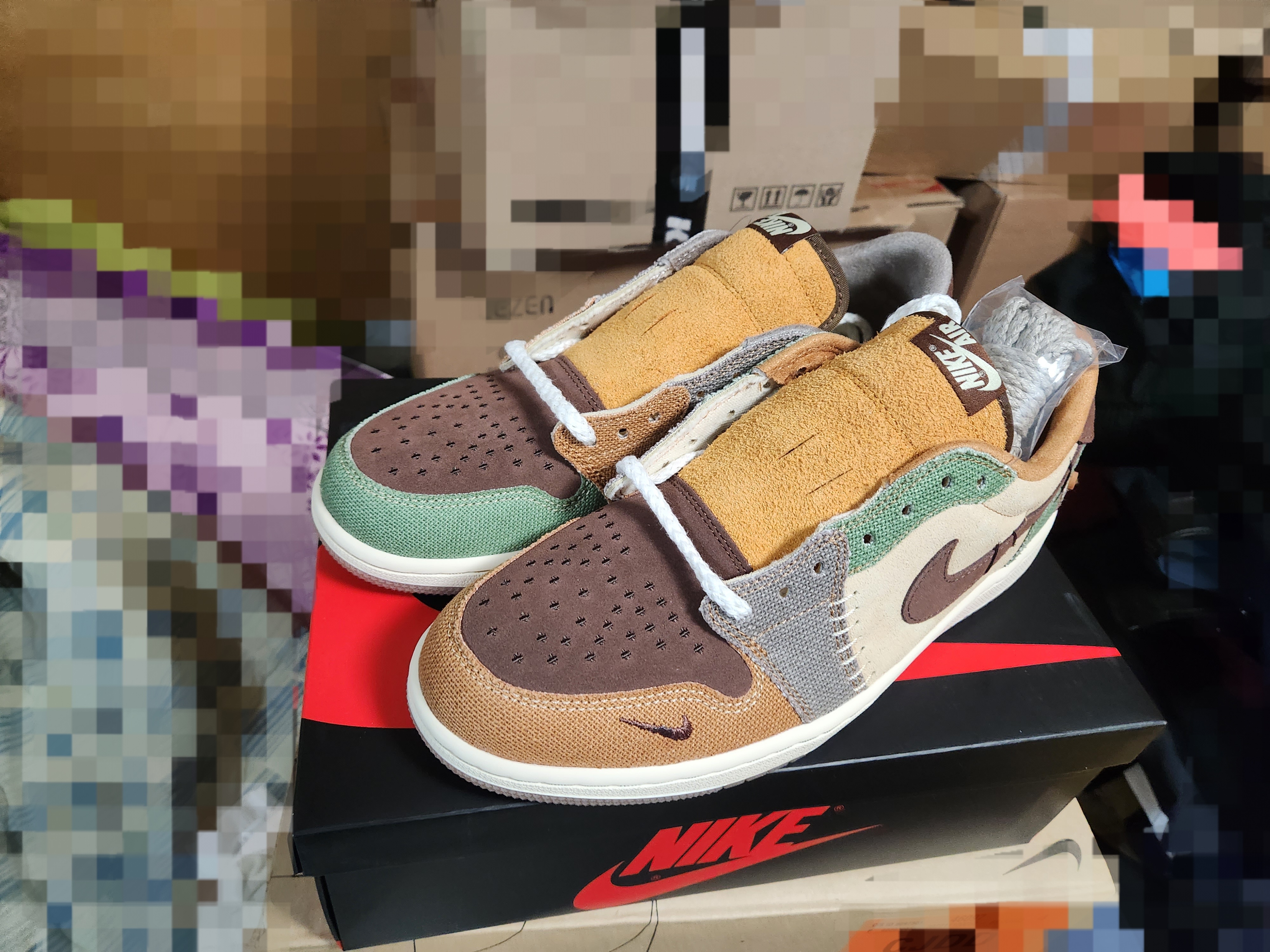 Jordan 1 x Zion Williamson Retro Low OG Flax and Oil Green 착용 스타일