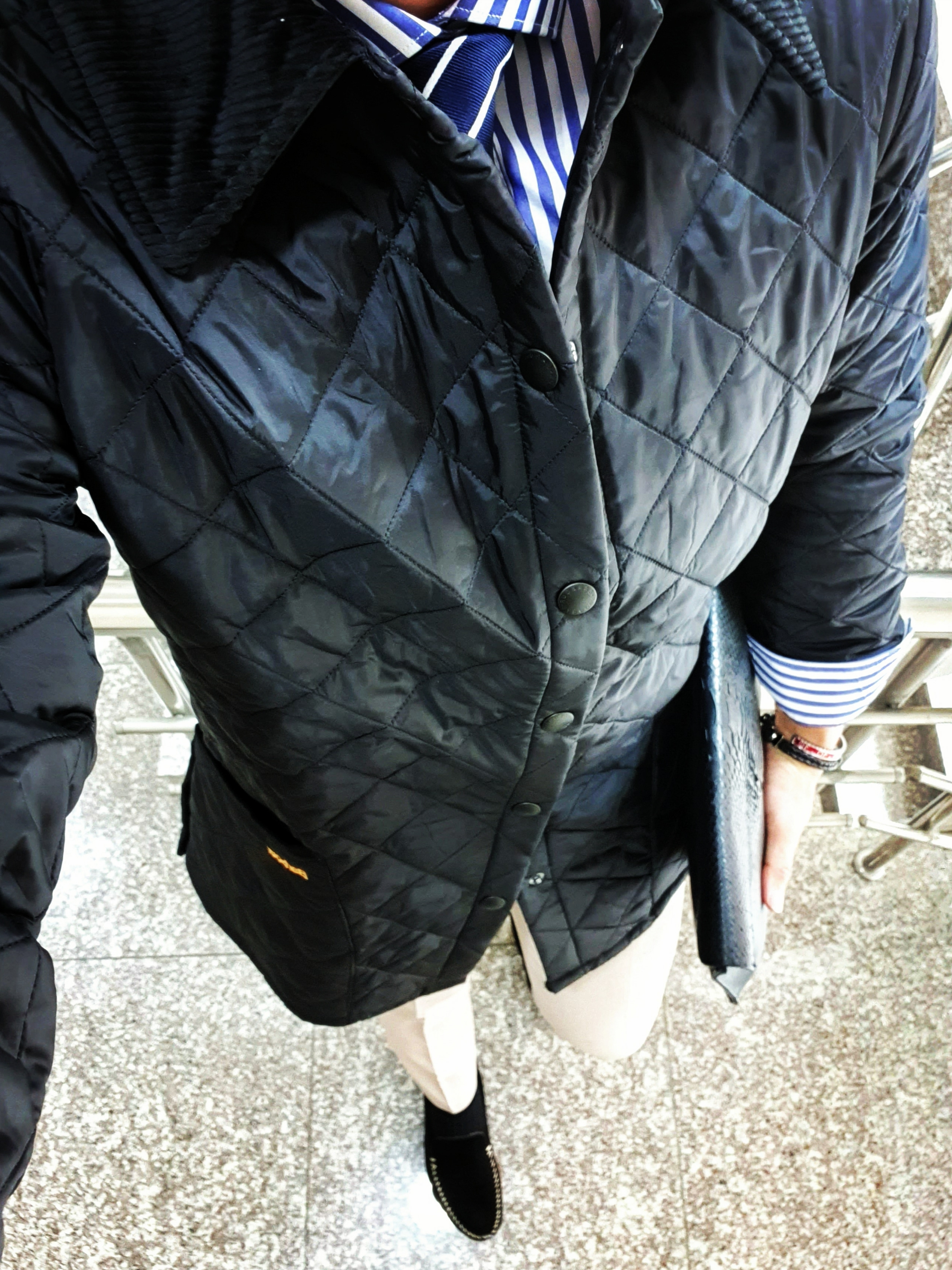 Barbour Heritage Liddesdale Quilted Jacket Black 착용 스타일