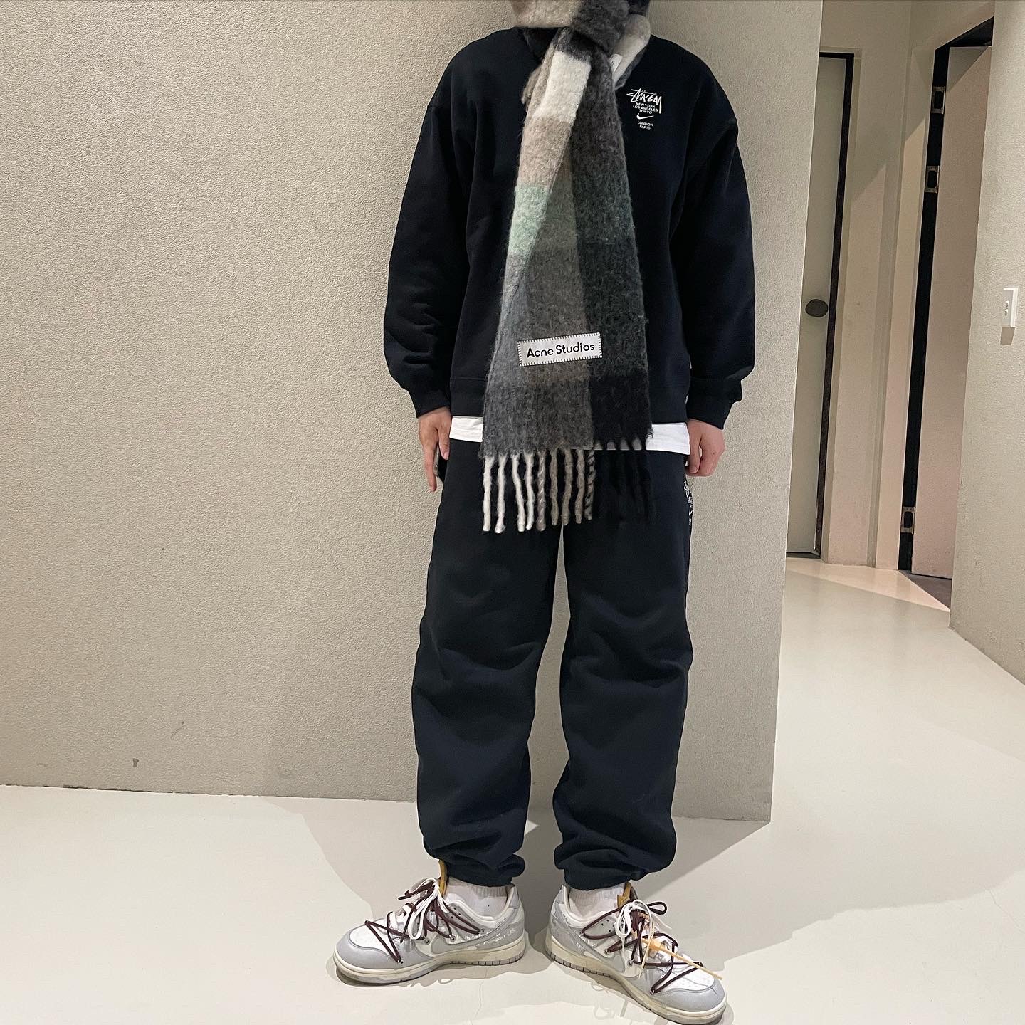 Nike x Stussy NRG ZR Fleece Pants Black - US/EU, Nike x Stussy NRG ZR Fleece Crewneck Black - US/EU 착용 스타일