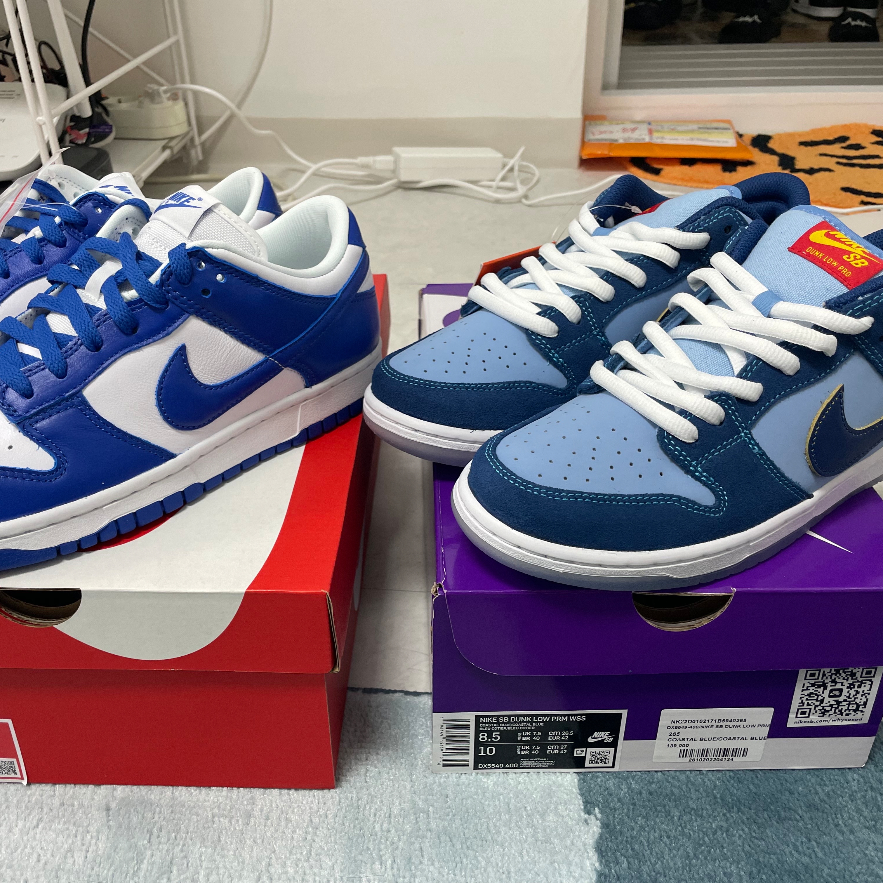 Nike Dunk Low SP Kentucky 2022, Nike x Why So Sad? SB Dunk Low Pro Coastal Blue 착용 스타일