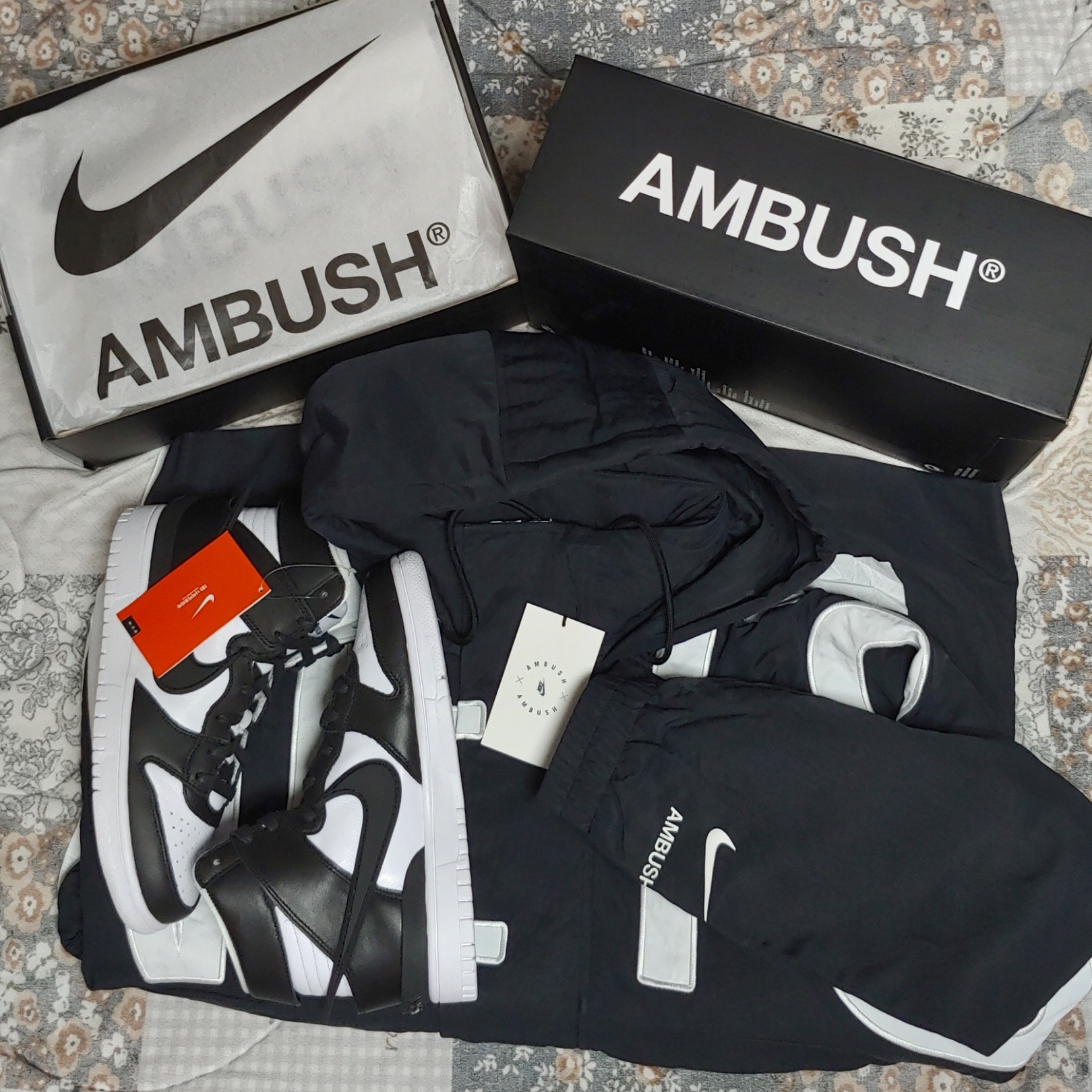Nike x Ambush Dunk High Black, (W) Nike x Ambush NBA Collection Nets Jacket - US/EU 착용 스타일