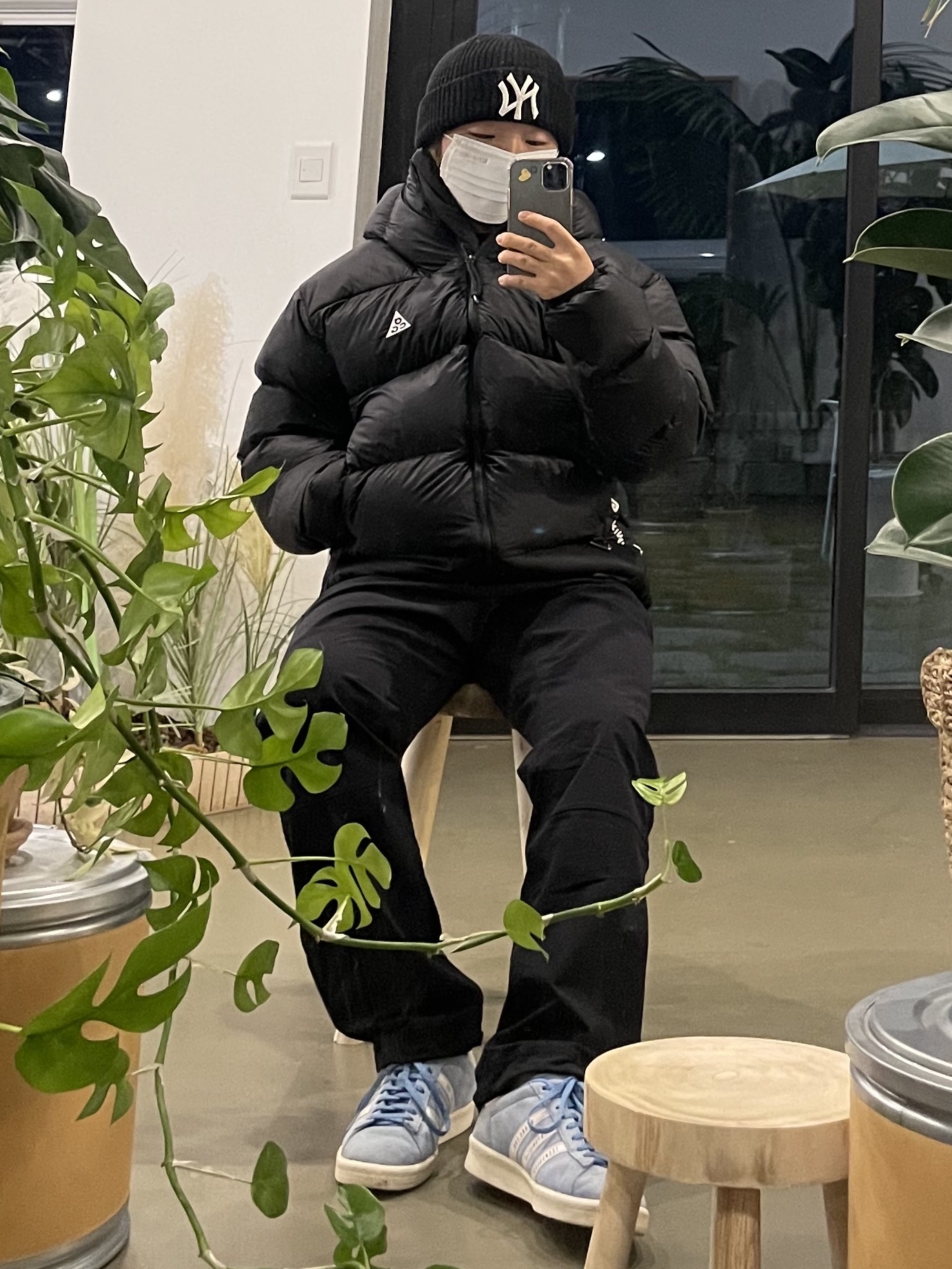 Adidas x Human Made Campus Light Blue, Nike ACG Therma-Fit ADV Lunar Lake Puffer Jacket Black - Asia 착용 스타일