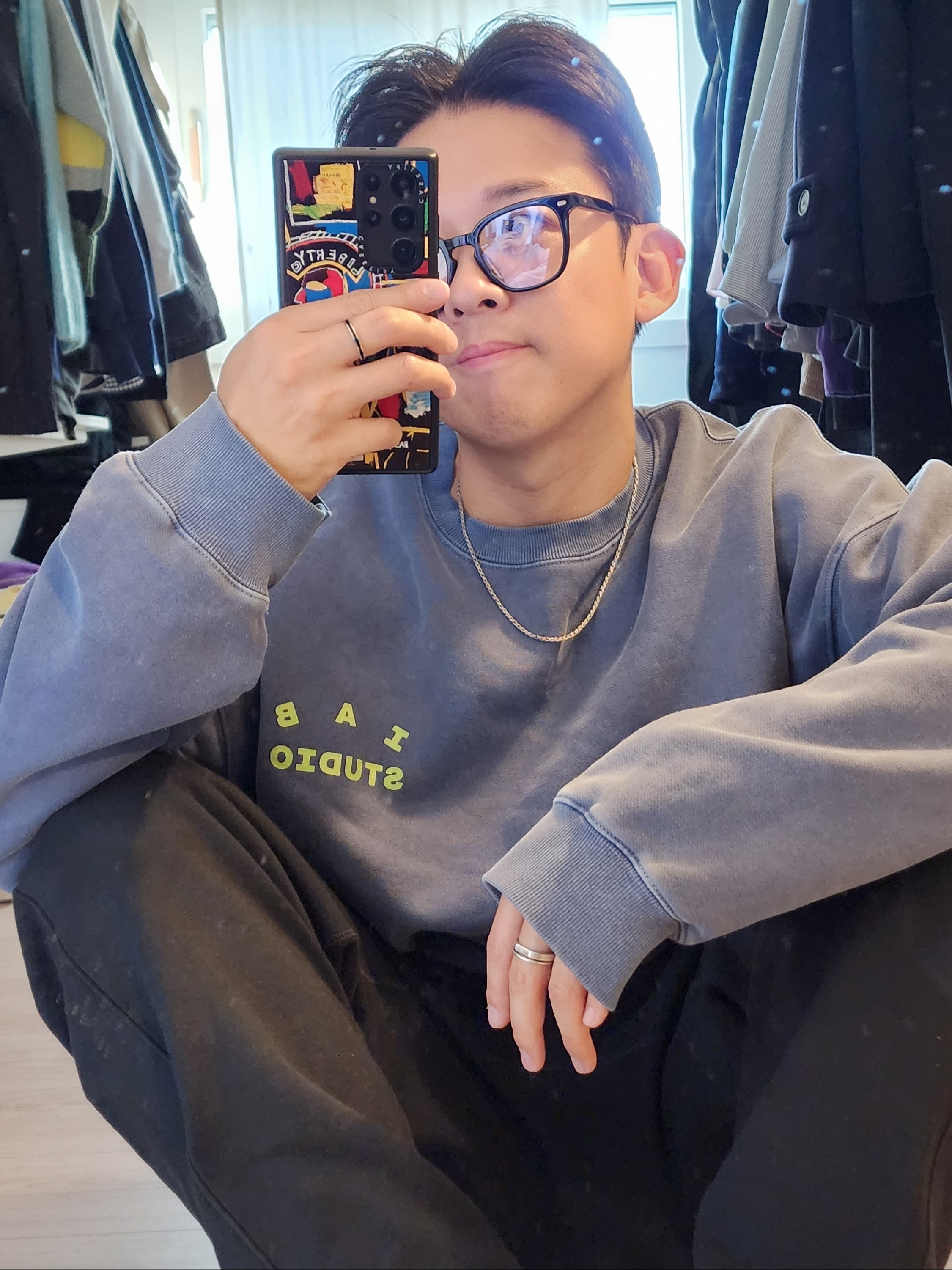 IAB Studio Pigment Sweatshirt Navy, Nike x Stussy NRG ZR Fleece Pants Black - US/EU 착용 스타일