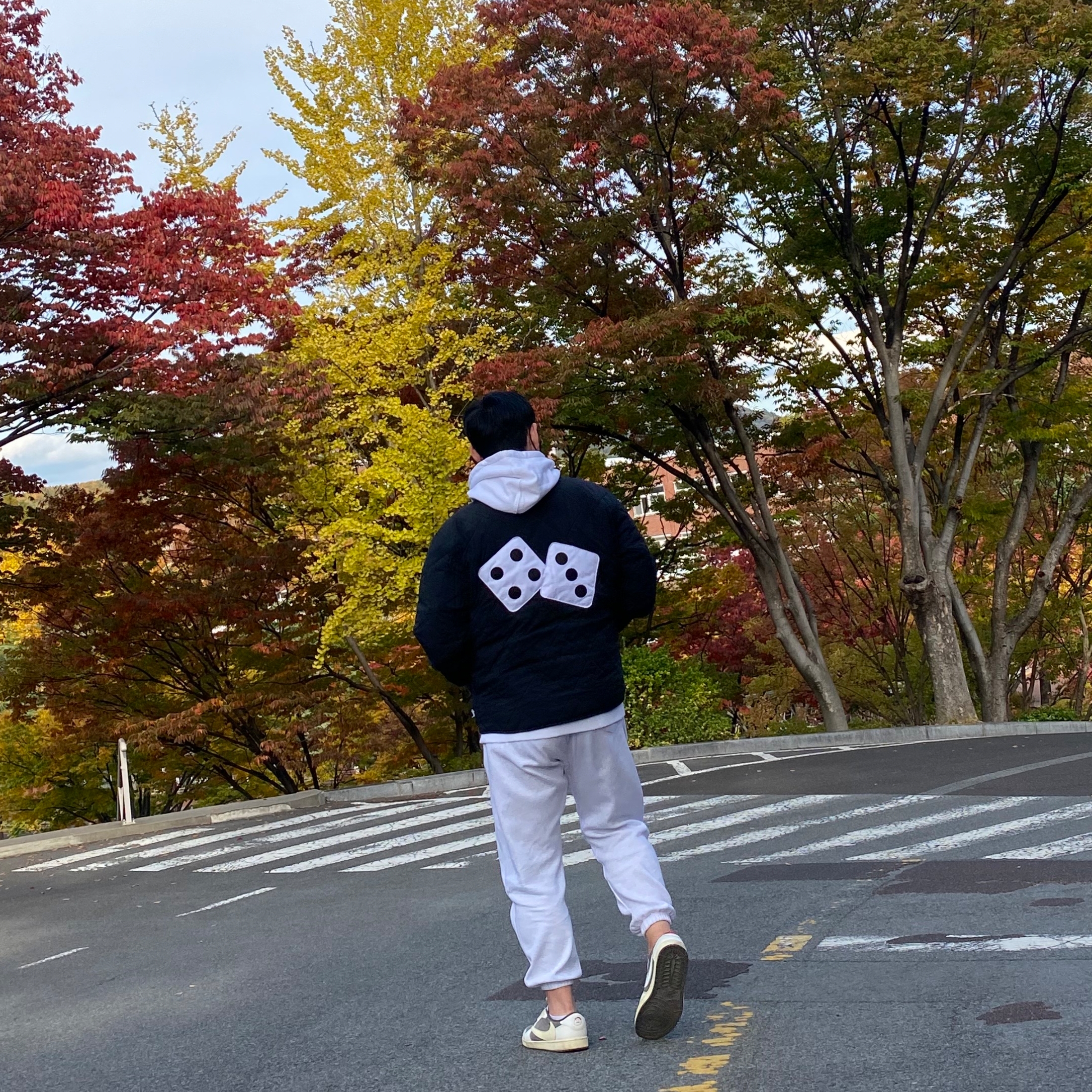 Stussy Basic Stussy Hoodie Ash Heather 2022, Stussy Dice Quilted Liner Jacket Black 착용 스타일