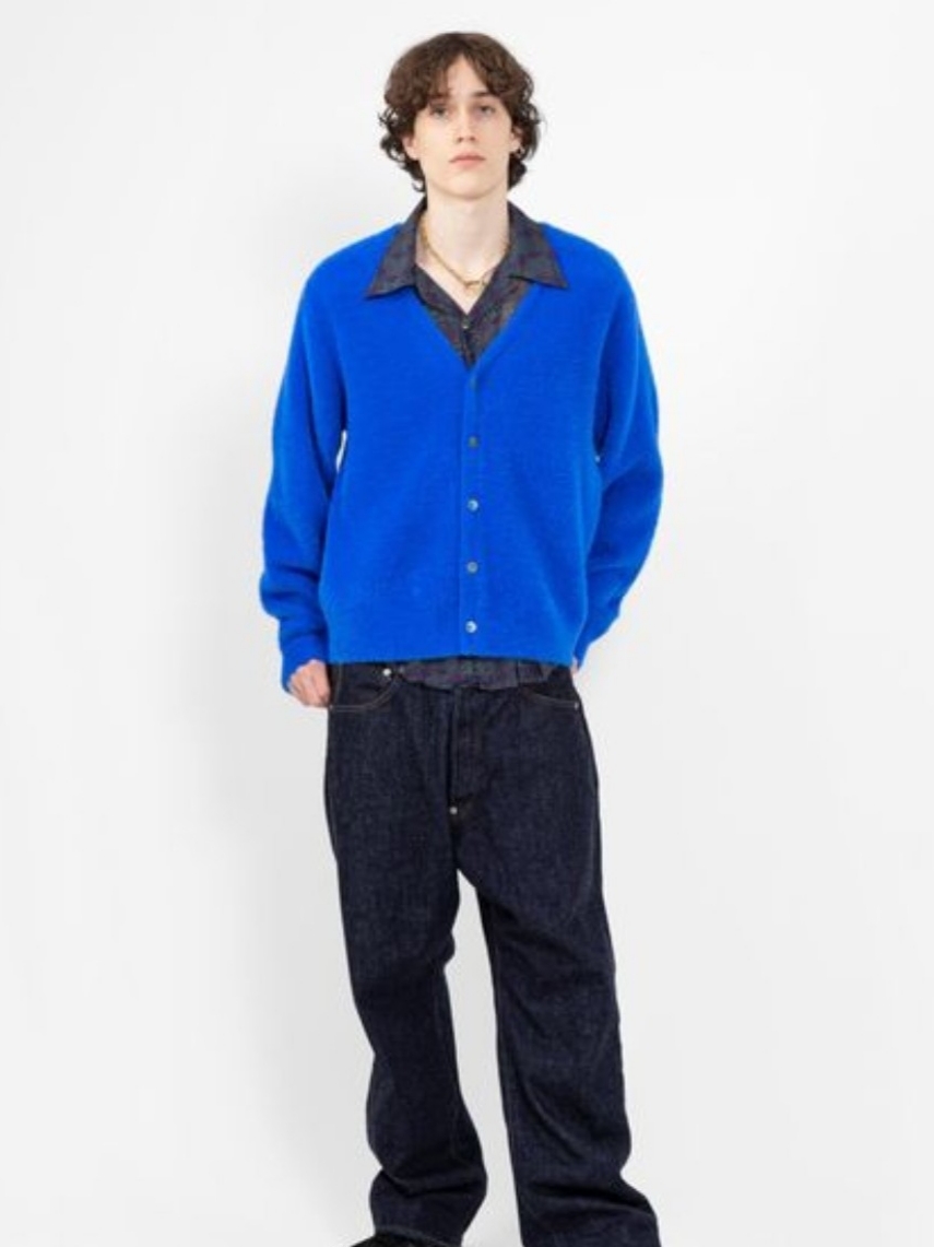 Stussy Shaggy Cardigan Royal Blue 착용 스타일