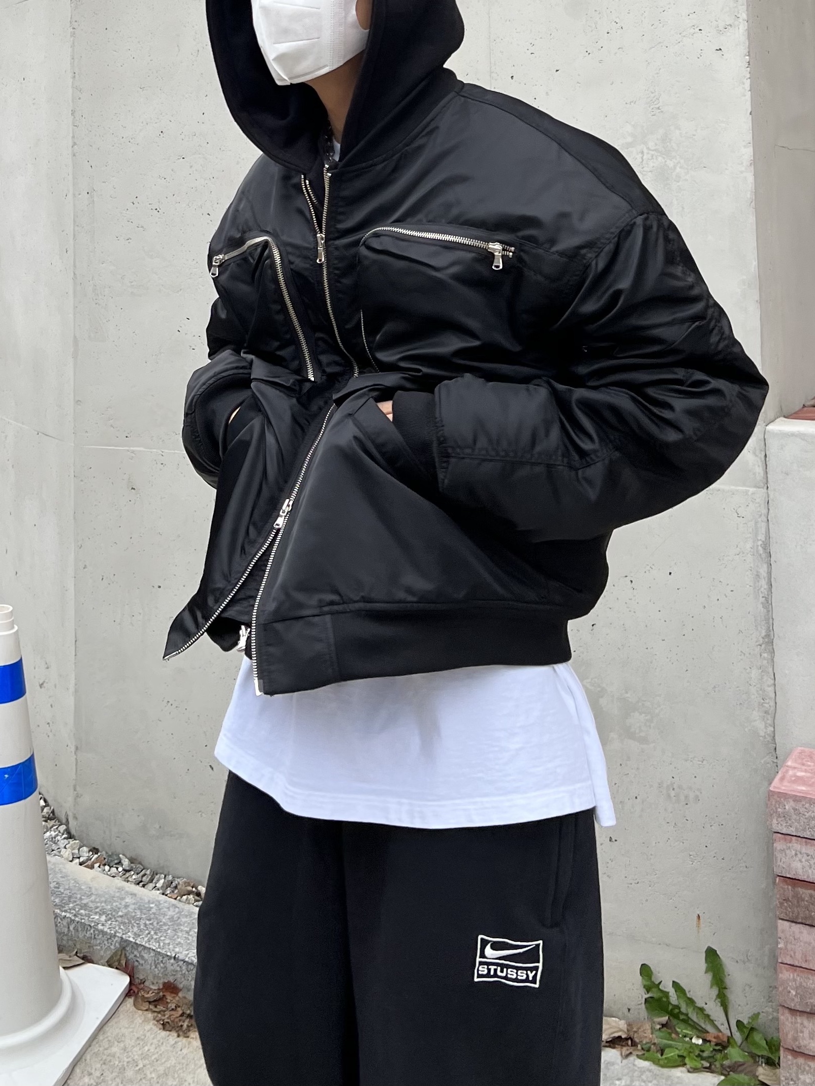 Nike x Stussy NRG RA Washed Fleece Pants Black (DN4030-010), Nike Air Force 1 Low Retro Cocoa Snake 2018 착용 스타일 - 5