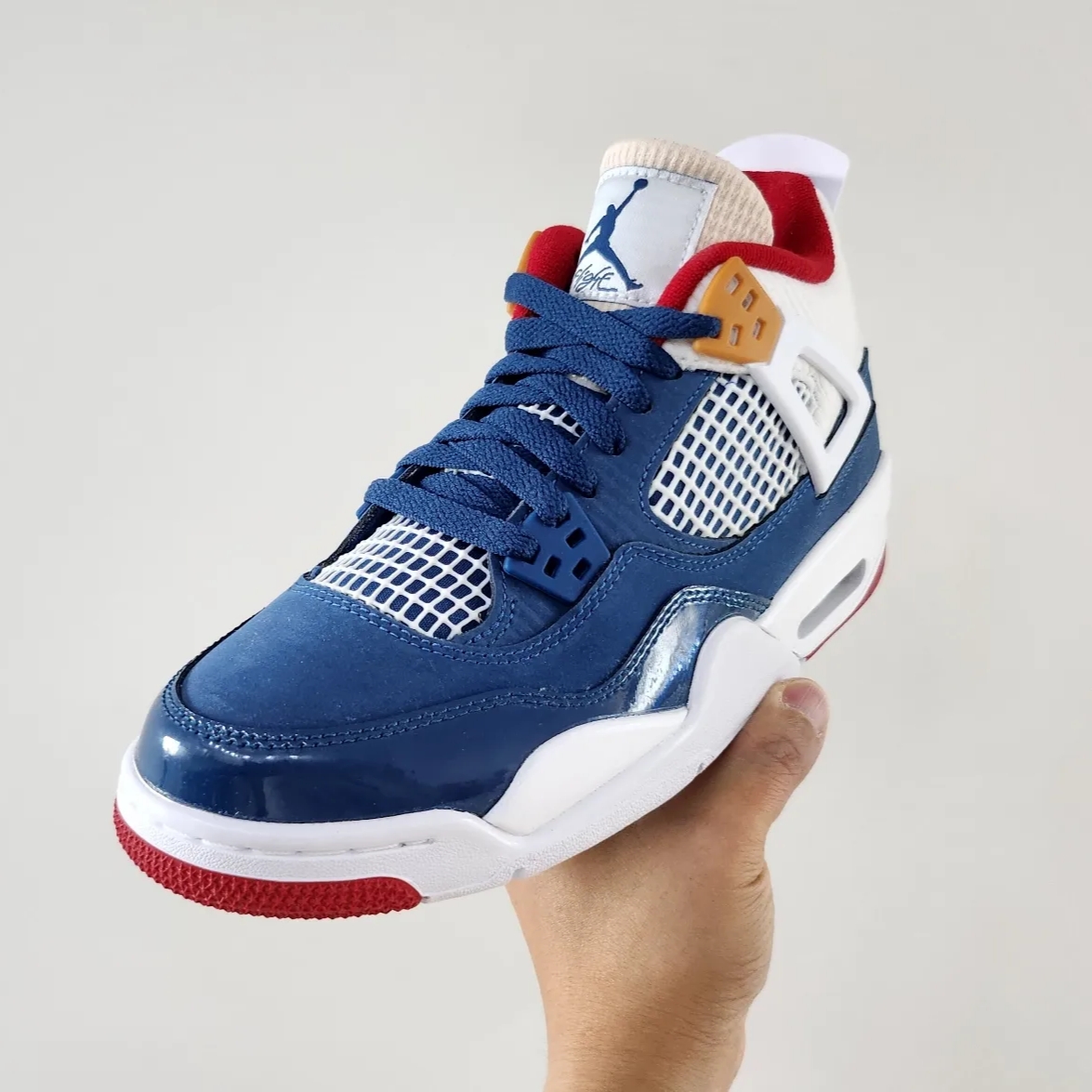 (GS) Jordan 4 Retro French Blue 착용 스타일 - 1