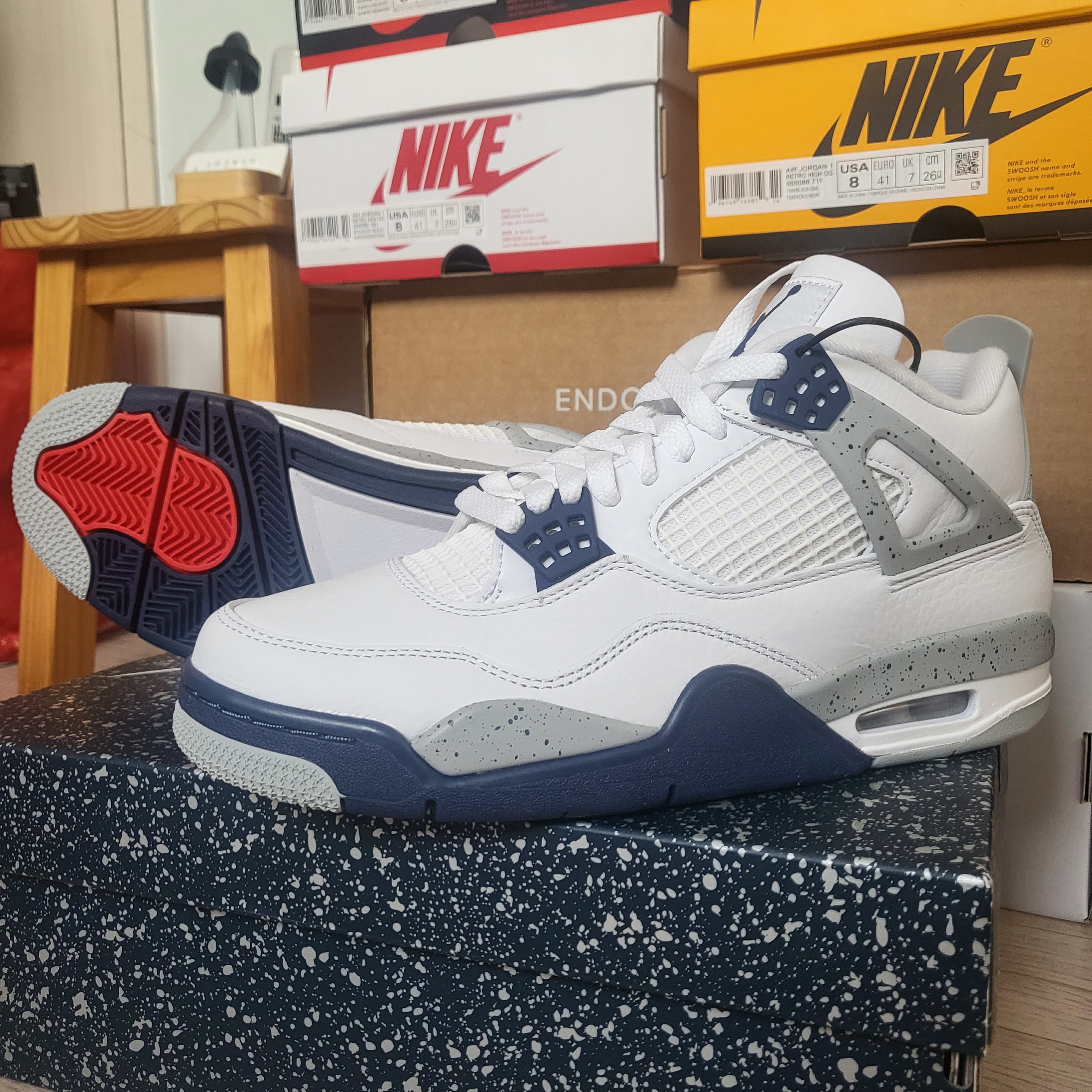 Jordan 4 Retro Midnight Navy 착용 스타일 - 1