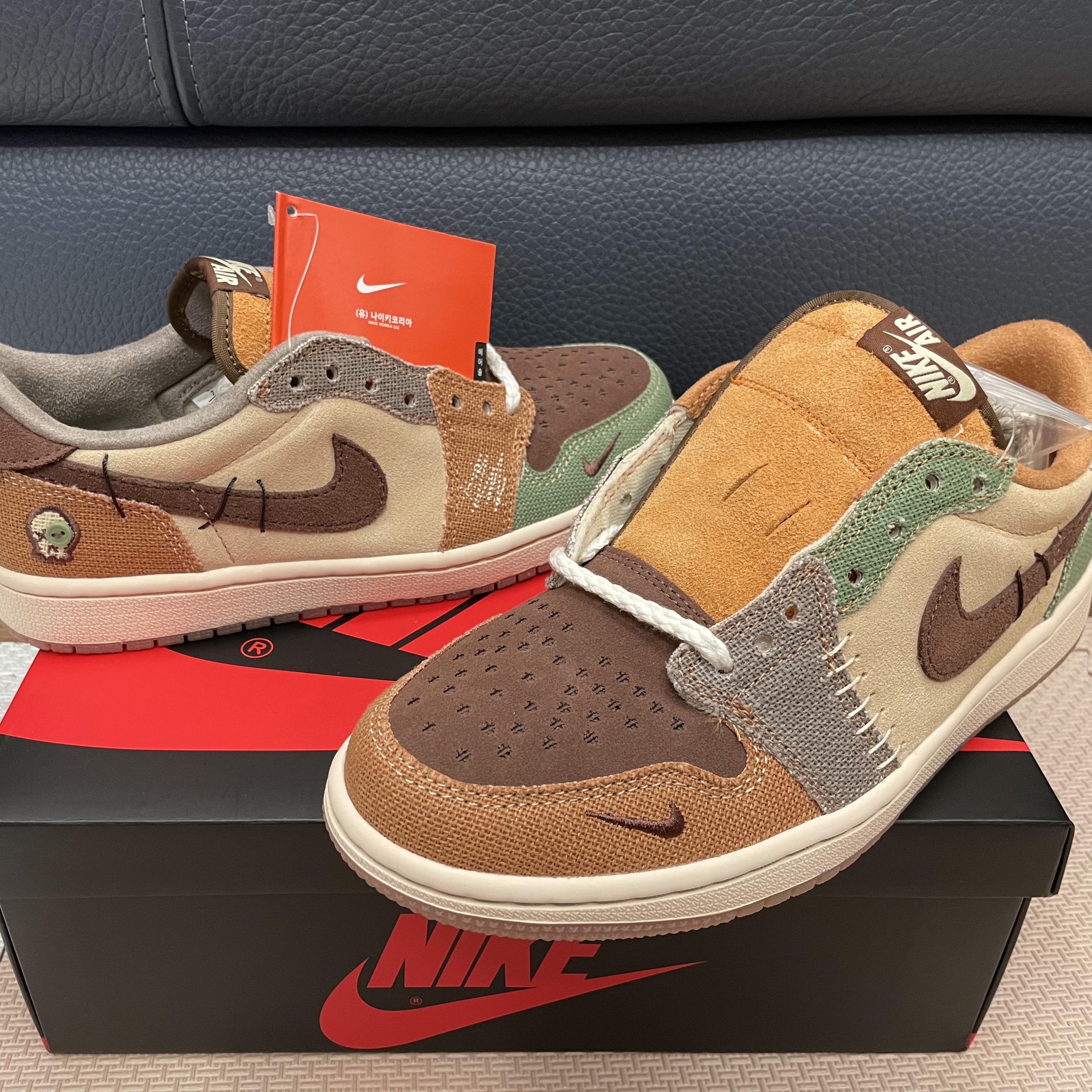 Jordan 1 x Zion Williamson Retro Low OG Flax and Oil Green 착용 스타일