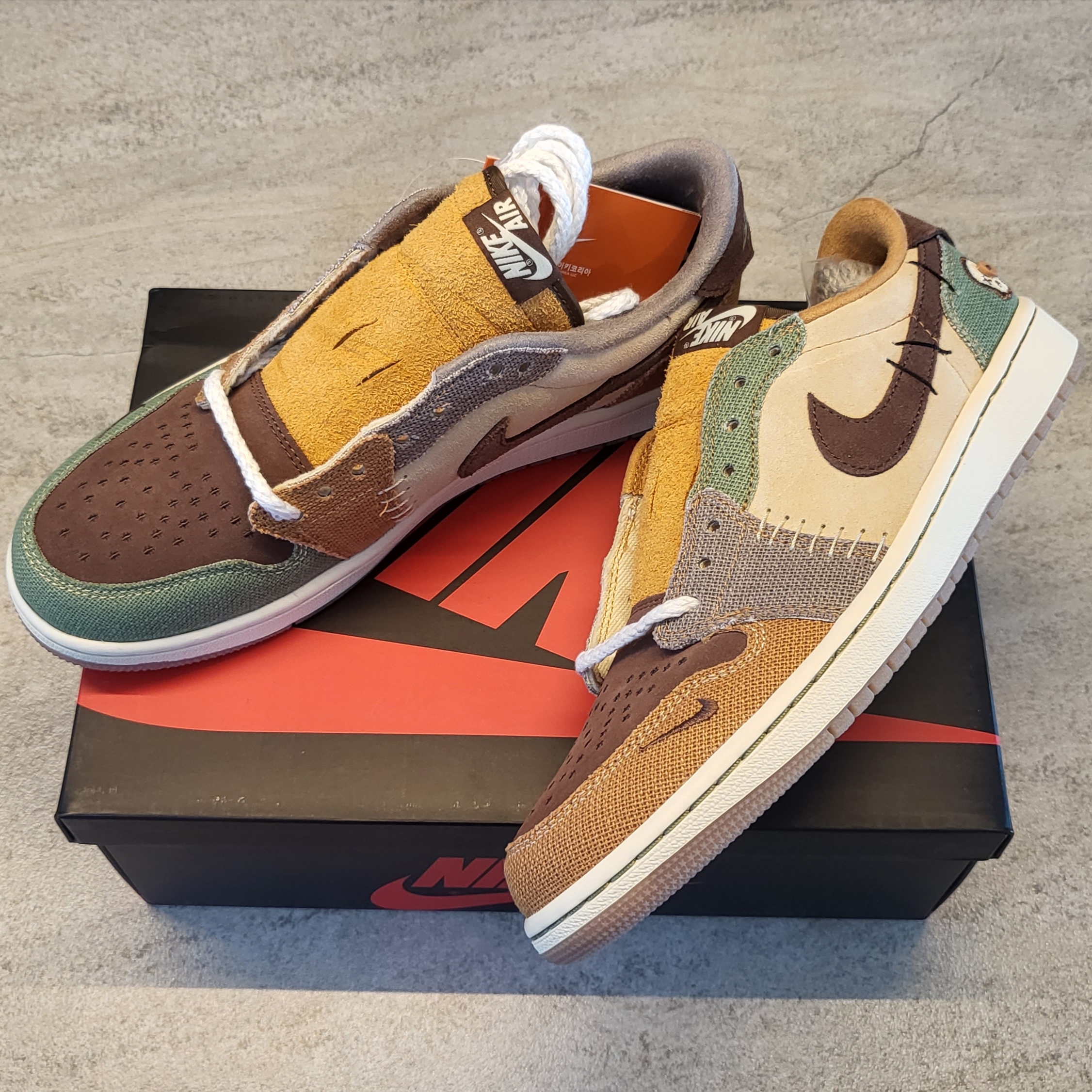 Jordan 1 x Zion Williamson Retro Low OG Flax and Oil Green 착용 스타일