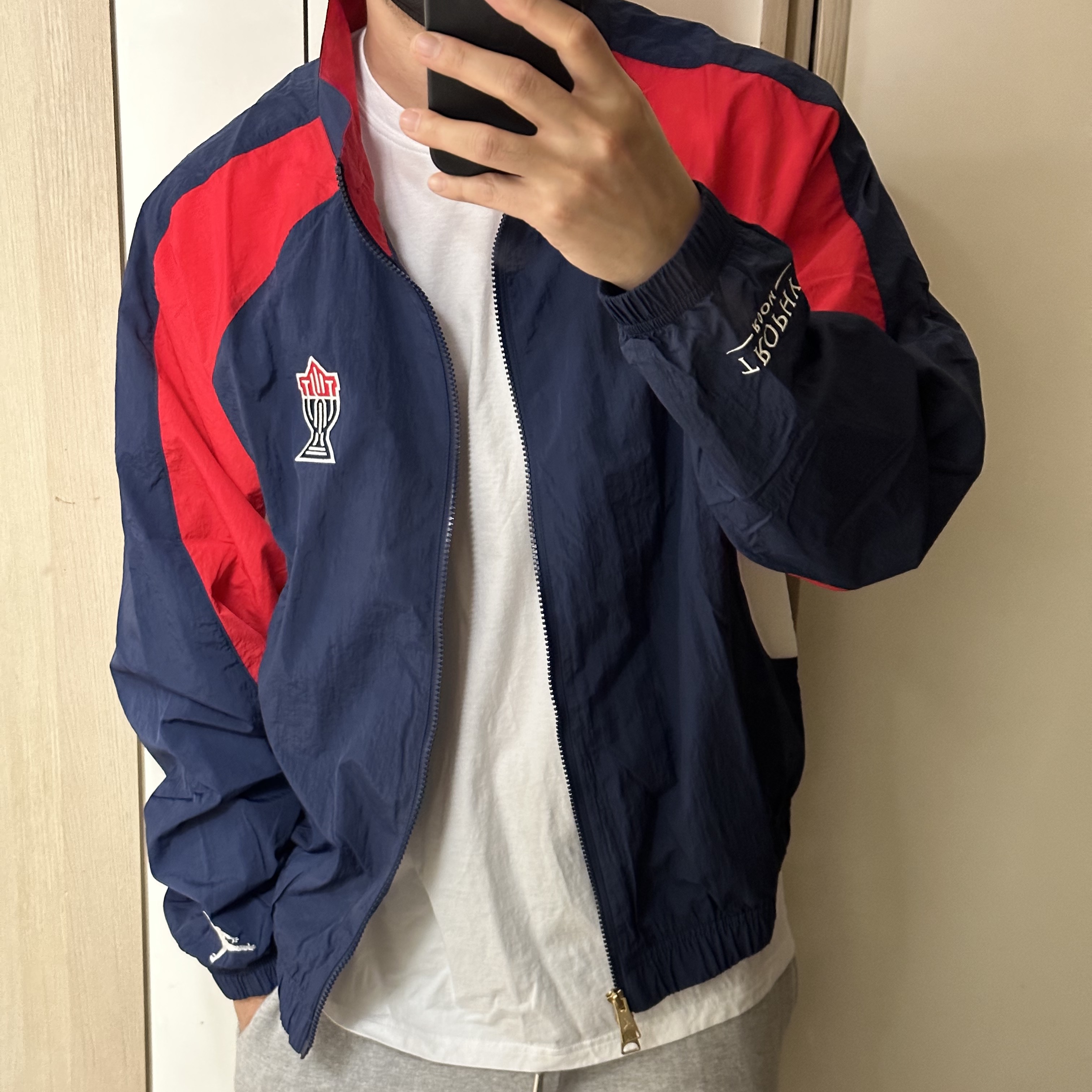 Jordan x Trophy Room Wooven Jacket Midnight Navy - Asia 착용 스타일 - 1