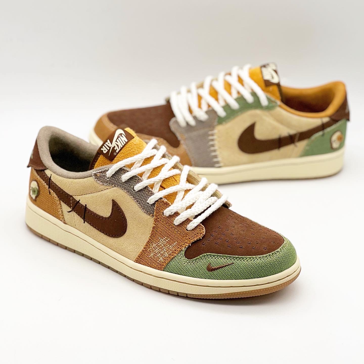 Jordan 1 x Zion Williamson Retro Low OG Flax and Oil Green 착용 스타일 - 2