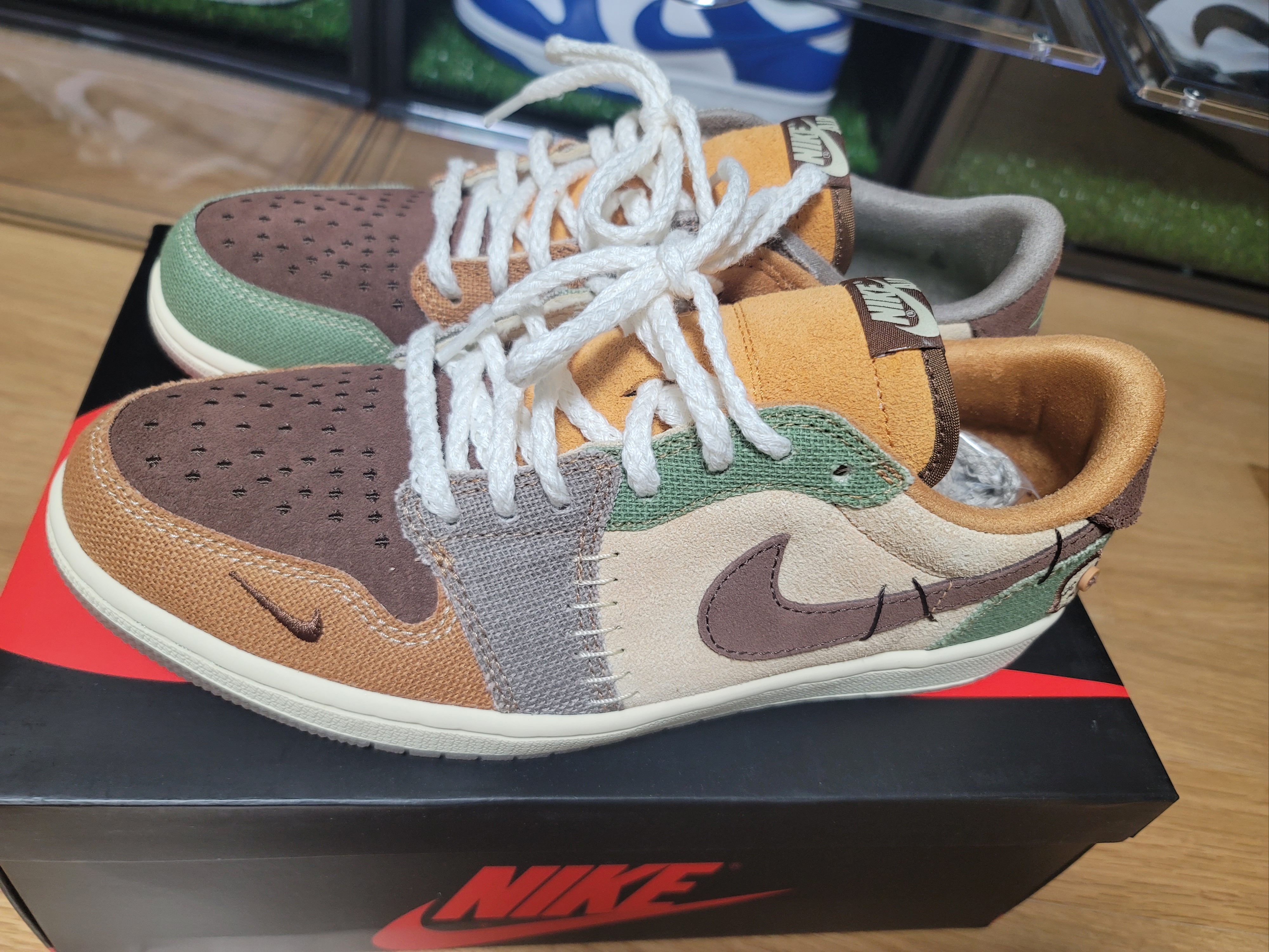 Jordan 1 x Zion Williamson Retro Low OG Flax and Oil Green 착용 스타일