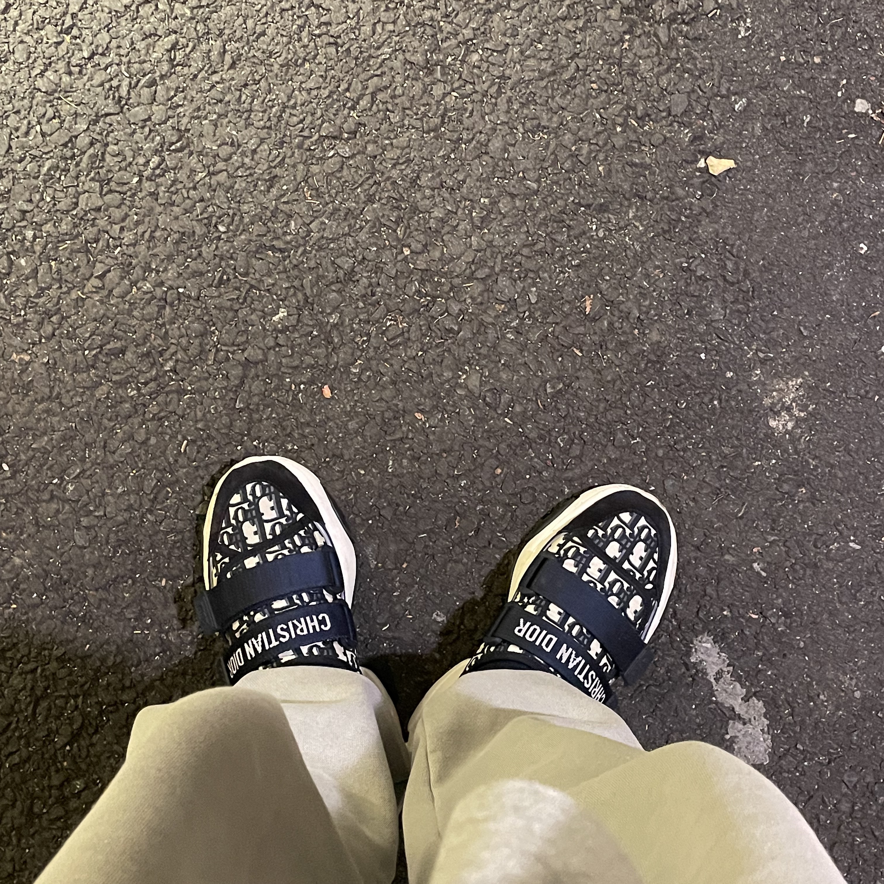 Dior D-Wander Sneakers Technical Fabric Deep Blue Dior Oblique 착용 스타일