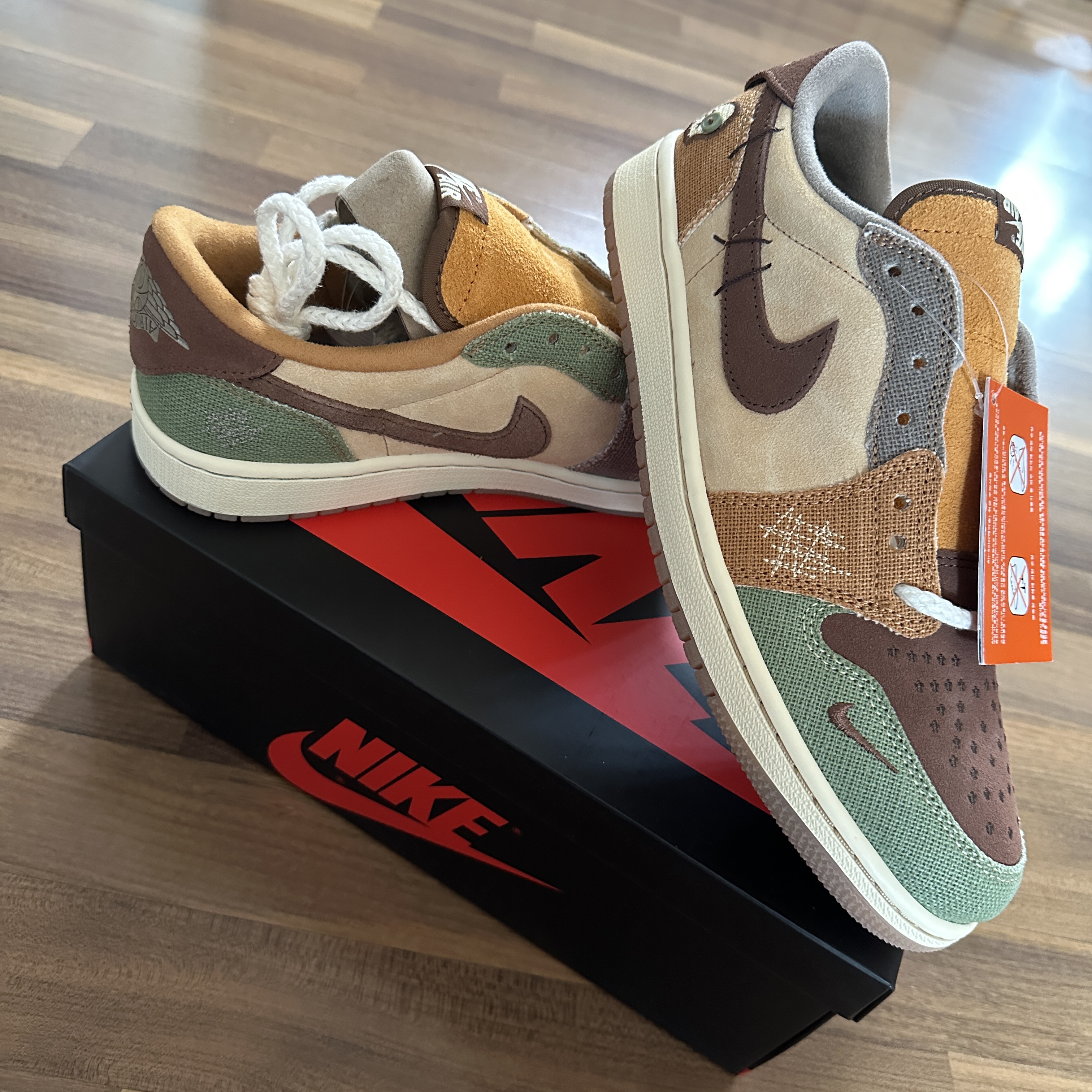 Jordan 1 x Zion Williamson Retro Low OG Flax and Oil Green 착용 스타일
