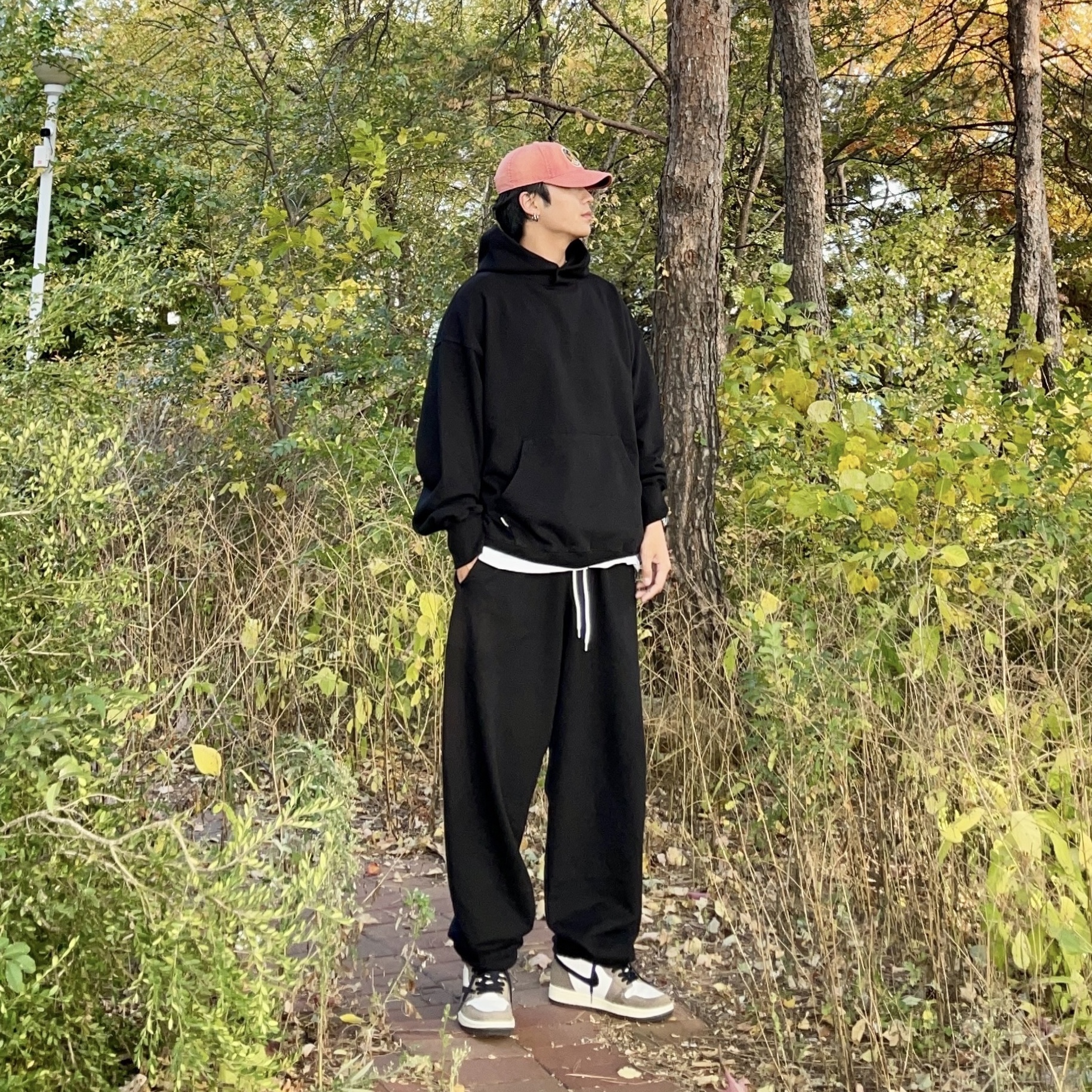 Double RL Garment Dyeing Twill Ball Cap Red, Jordan 1 x Travis Scott Retro High OG SP Mocha 착용 스타일 - 2
