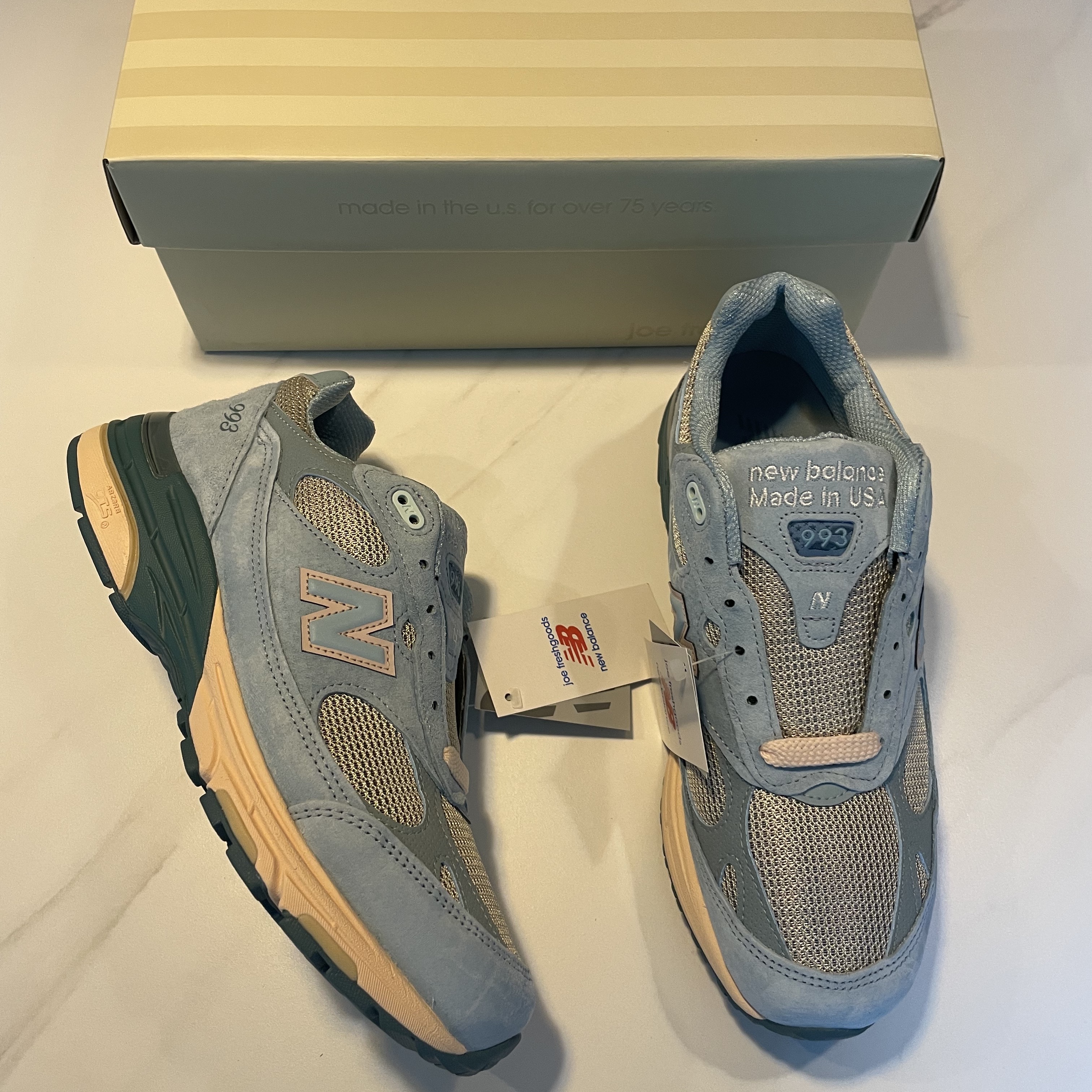New Balance x Joe Freshgoods 993 Made in USA Arctic Blue 착용 스타일 - 1