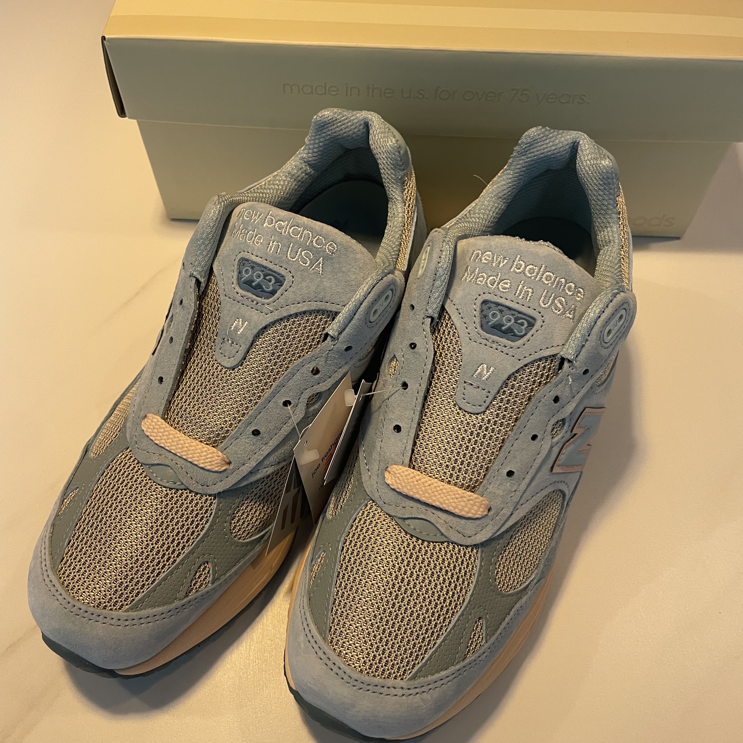 New Balance x Joe Freshgoods 993 Made in USA Arctic Blue 착용 스타일 - 2