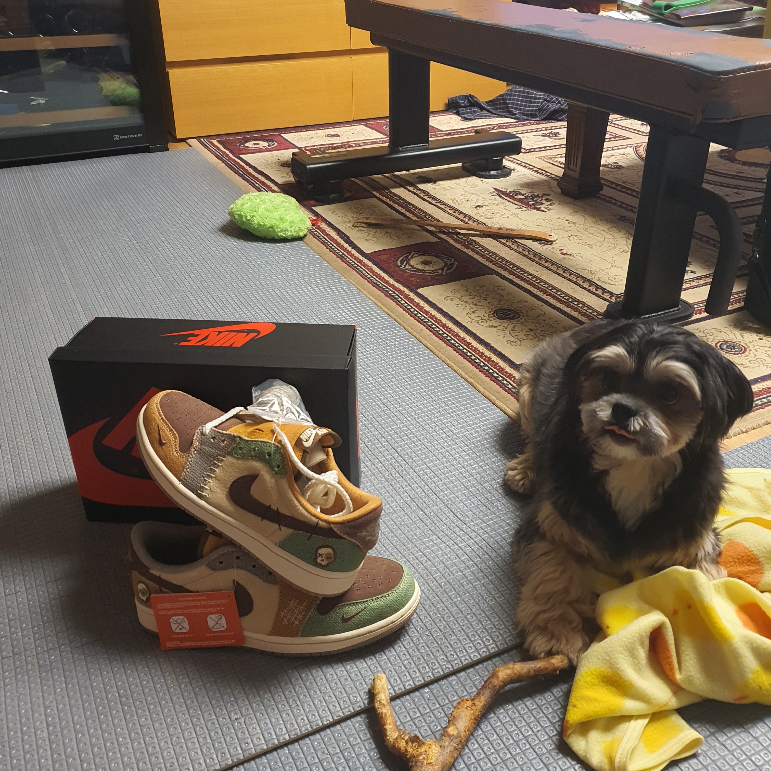 Jordan 1 x Zion Williamson Retro Low OG Flax and Oil Green 착용 스타일 - 3