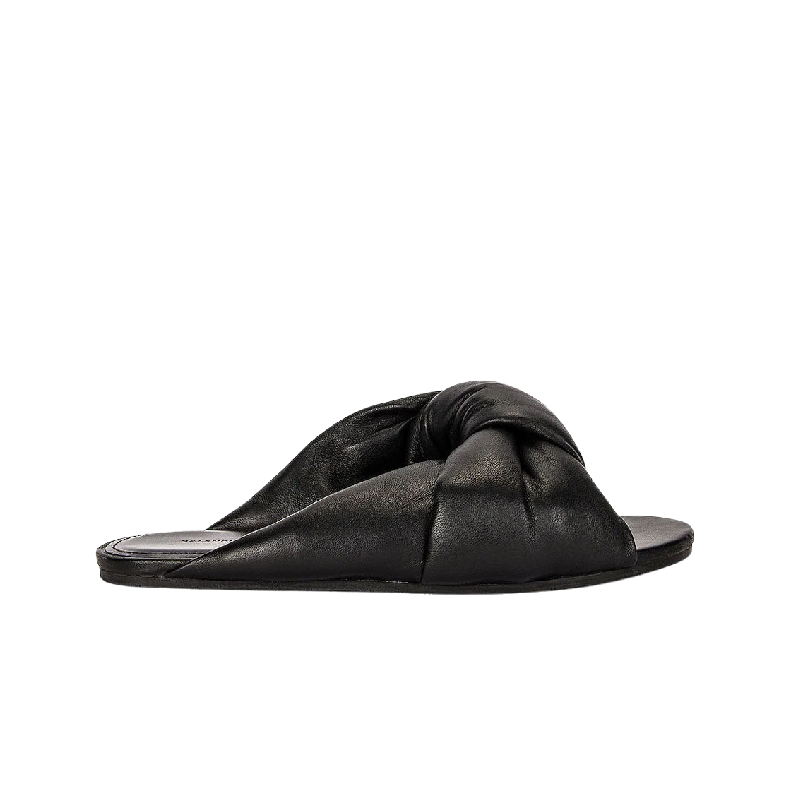 (W) 발렌시아가 스무스 나파 램스킨 드레이피 플랫 샌들 블랙((W) Balenciaga Smooth Nappa Lambskin Drapy Flat Sandal Black) - 1
