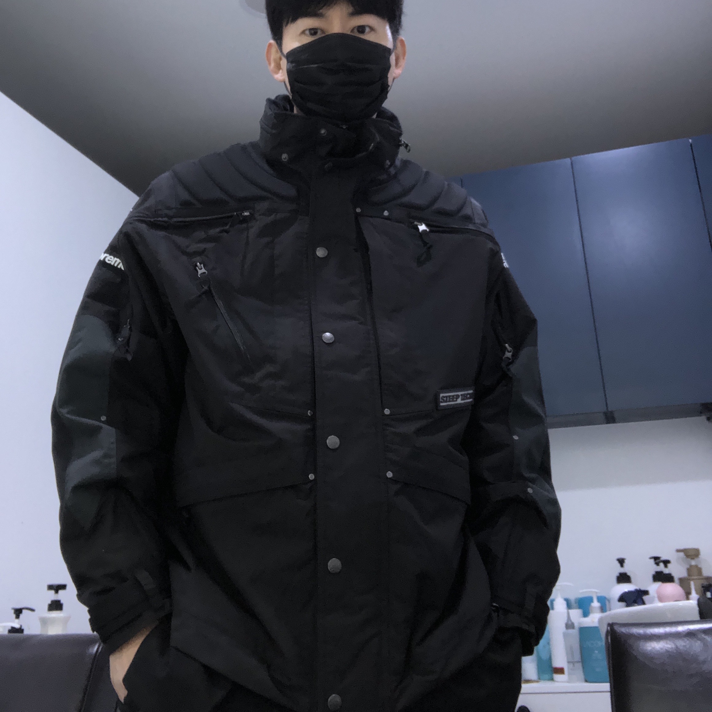 Supreme x The North Face Steep Tech Apogee Jacket Black - 22FW 착용 스타일 - 1