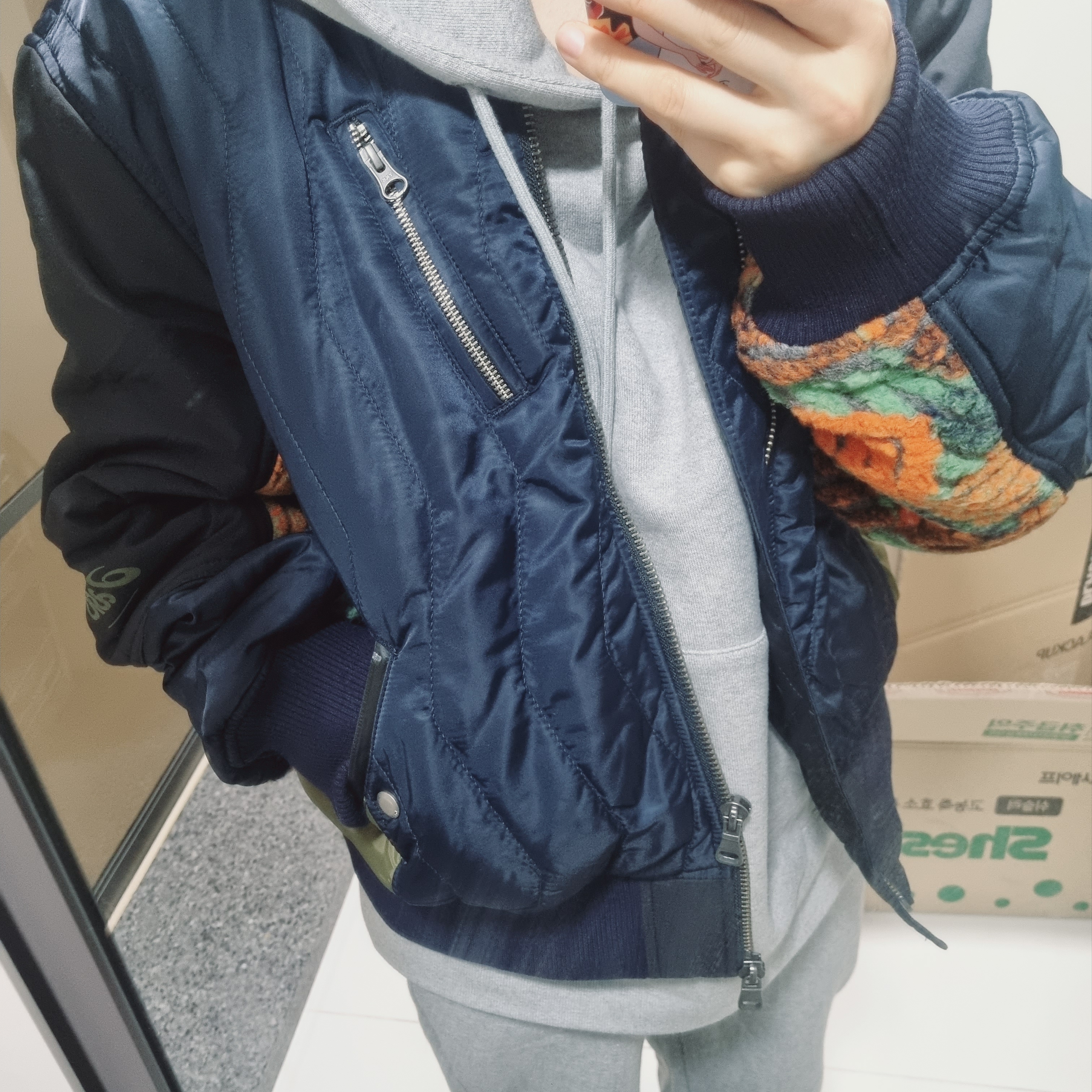 Andersson Bell x Asics Contrast Hoodie Grey 착용 스타일 - 5