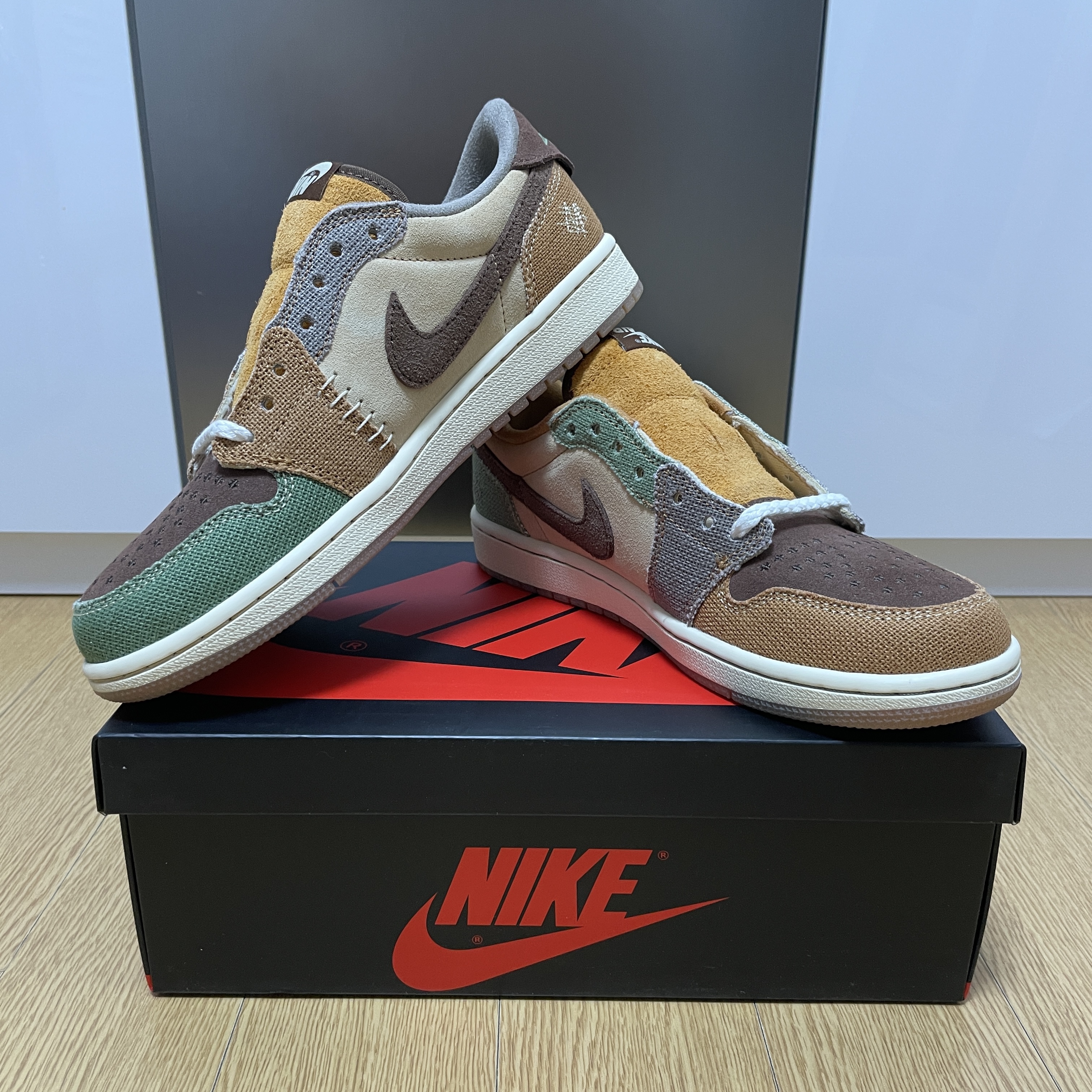Jordan 1 x Zion Williamson Retro Low OG Flax and Oil Green 착용 스타일