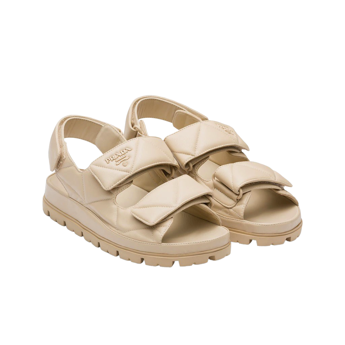 (W) 프라다 패딩 나파 레더 샌들 데저트 베이지((W) Prada Padded Nappa Leather Sandals Desert Beige) - 2