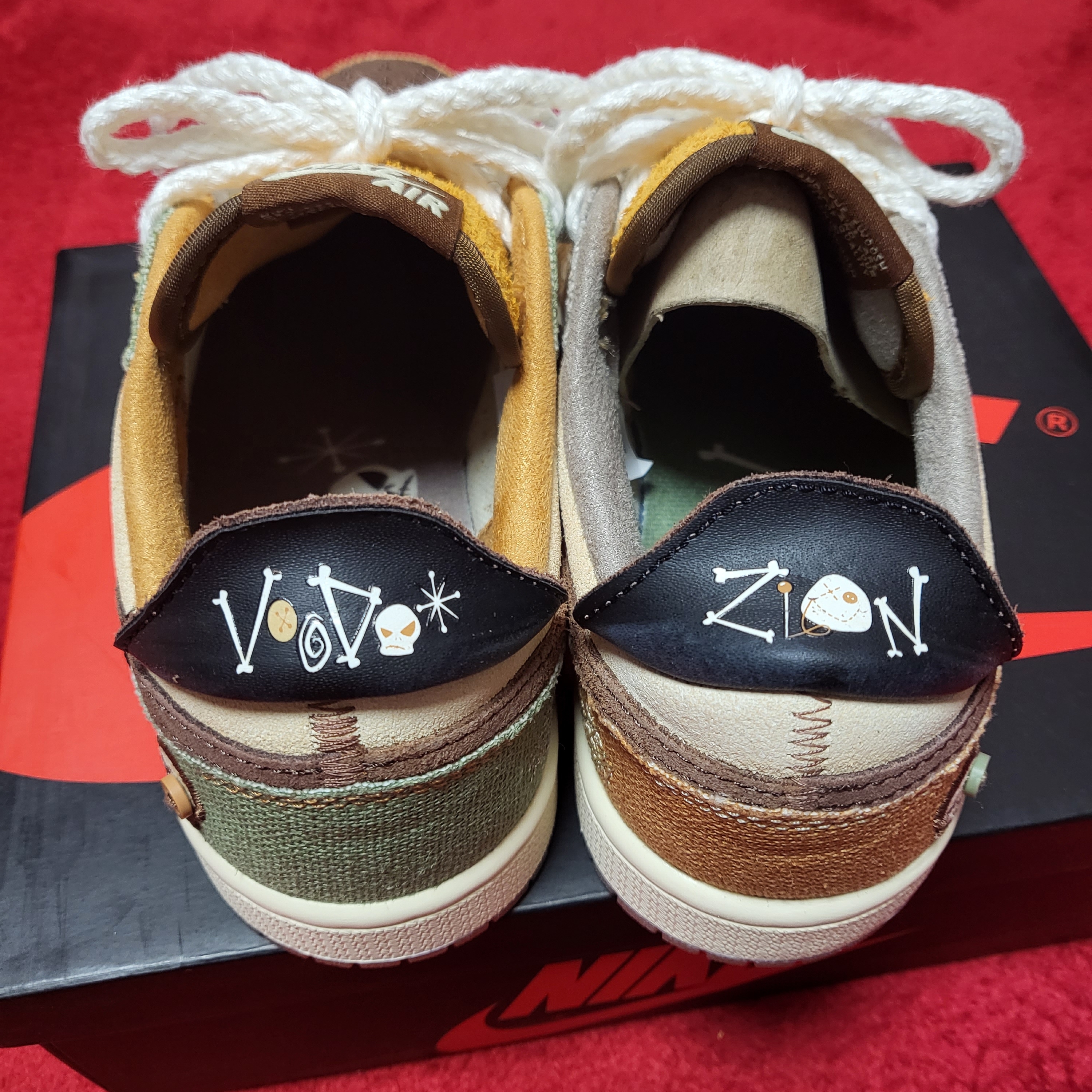 Jordan 1 x Zion Williamson Retro Low OG Flax and Oil Green 착용 스타일 - 3