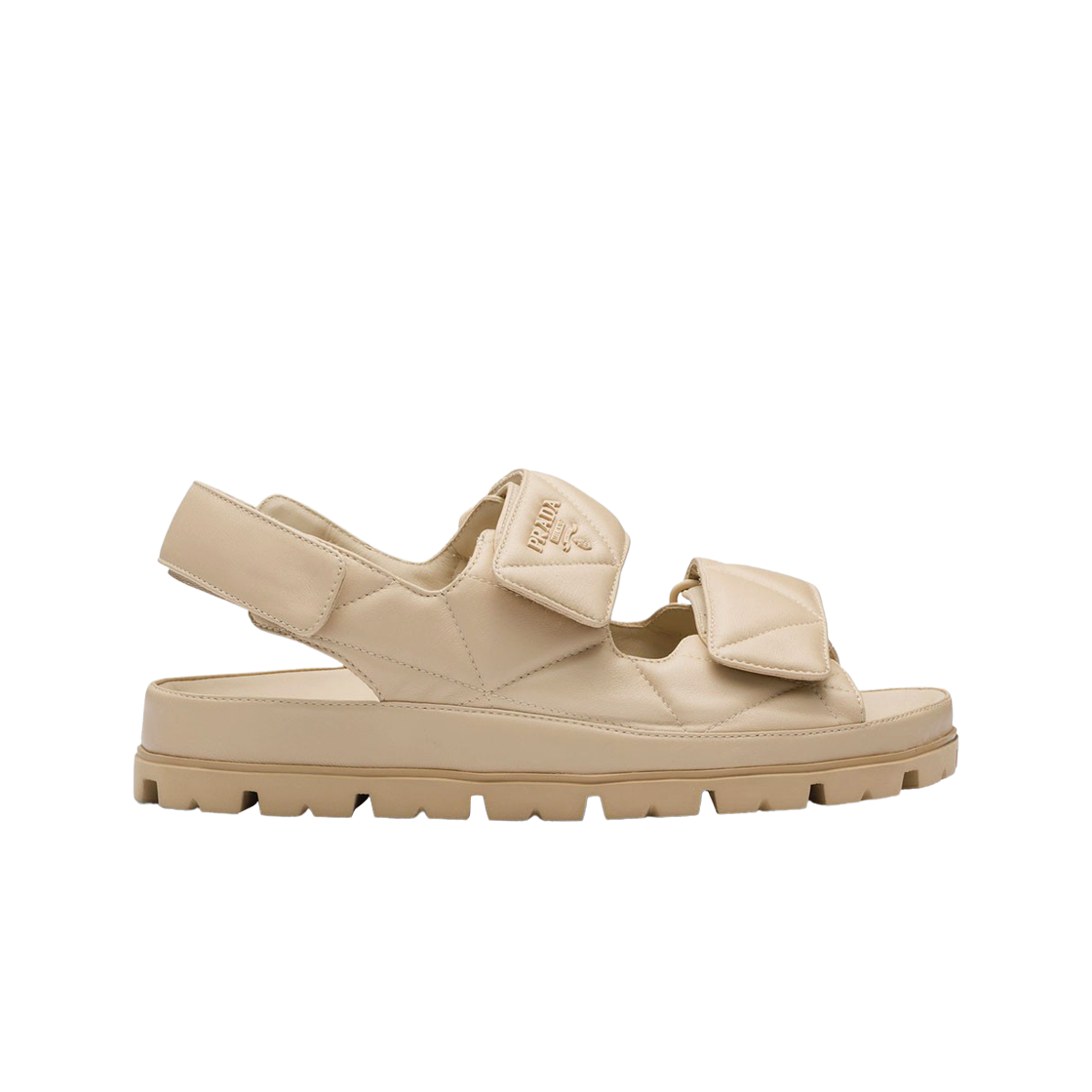 (W) 프라다 패딩 나파 레더 샌들 데저트 베이지((W) Prada Padded Nappa Leather Sandals Desert Beige) - 1