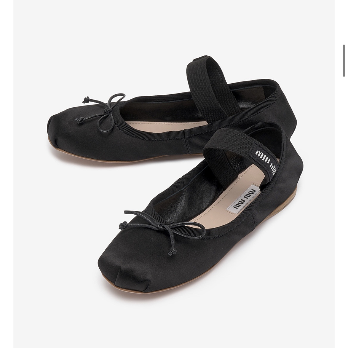 (W) Miu Miu Satin Ballerinas Black 착용 스타일