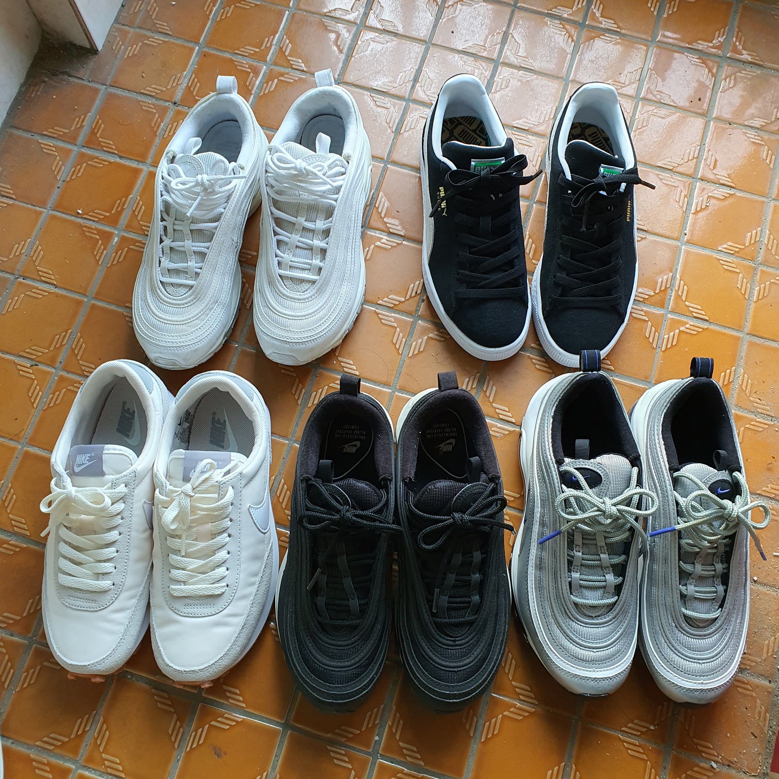 Nike Air Max 97 Persian Violet, Nike Air Max 97 Black White 착용 스타일