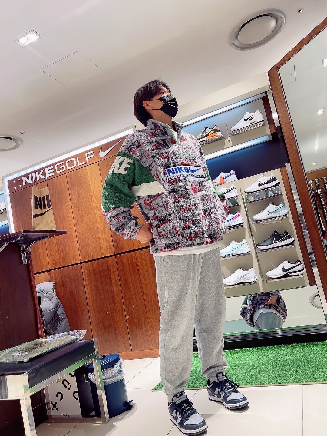 Nike x Cactus Plant Flea Market Quarter Zip Top Jacket Grey - US/EU, Nike Dunk Low Retro Championship Grey 착용 스타일 - 1