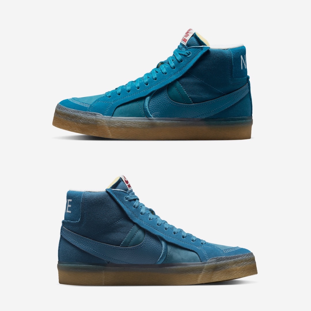 Nike x Sacai Blazer Low White Patent Leather, Nike x Sacai Blazer Mid White Black Legend Blue 착용 스타일 - 3
