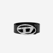 Diesel B-1DR W Leather Belt with D Buckle Black