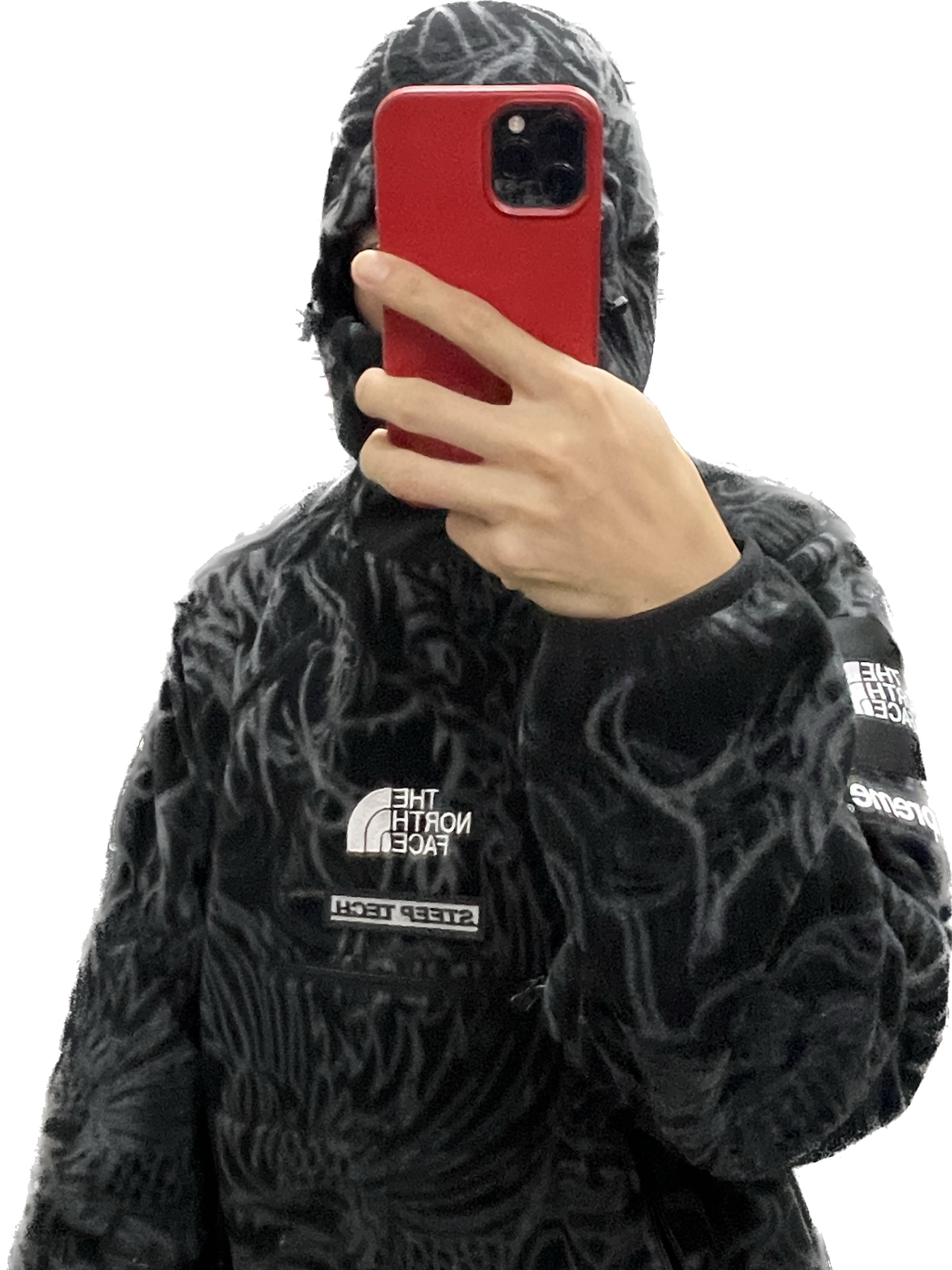 Supreme x The North Face Steep Tech Fleece Pullover Black Dragon - 22FW 착용 스타일 - 2