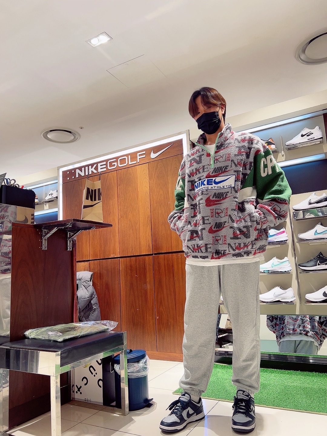 Nike x Cactus Plant Flea Market Quarter Zip Top Jacket Grey - US/EU, Nike Dunk Low Retro Championship Grey 착용 스타일 - 2