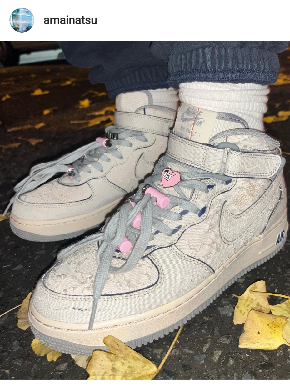 Nike Air Force 1 Mid '07 Pearl White 착용 스타일 - 2