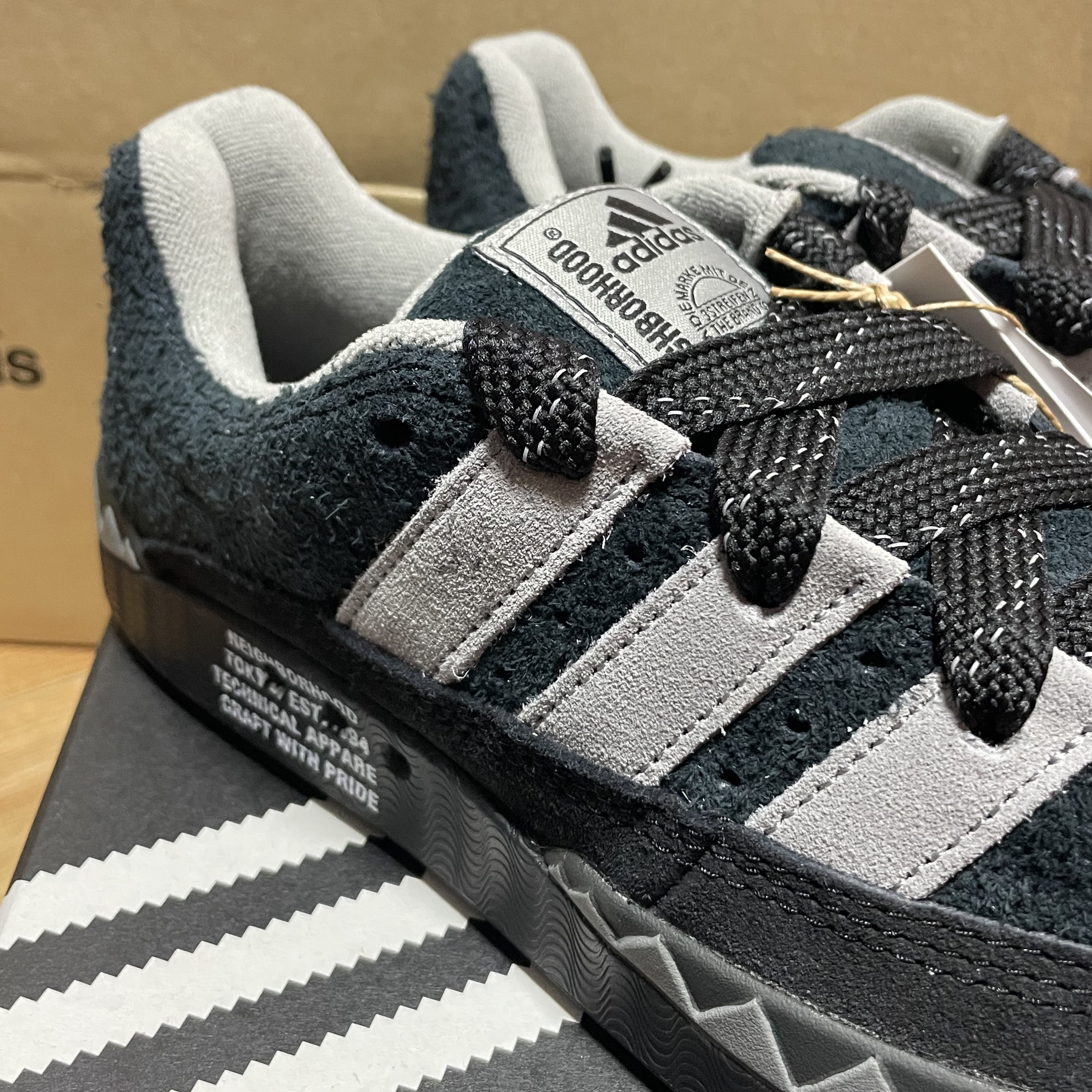 Adidas x Neighborhood Adimatic Core Black, Adidas x Human Made Adimatic White 착용 스타일 - 2