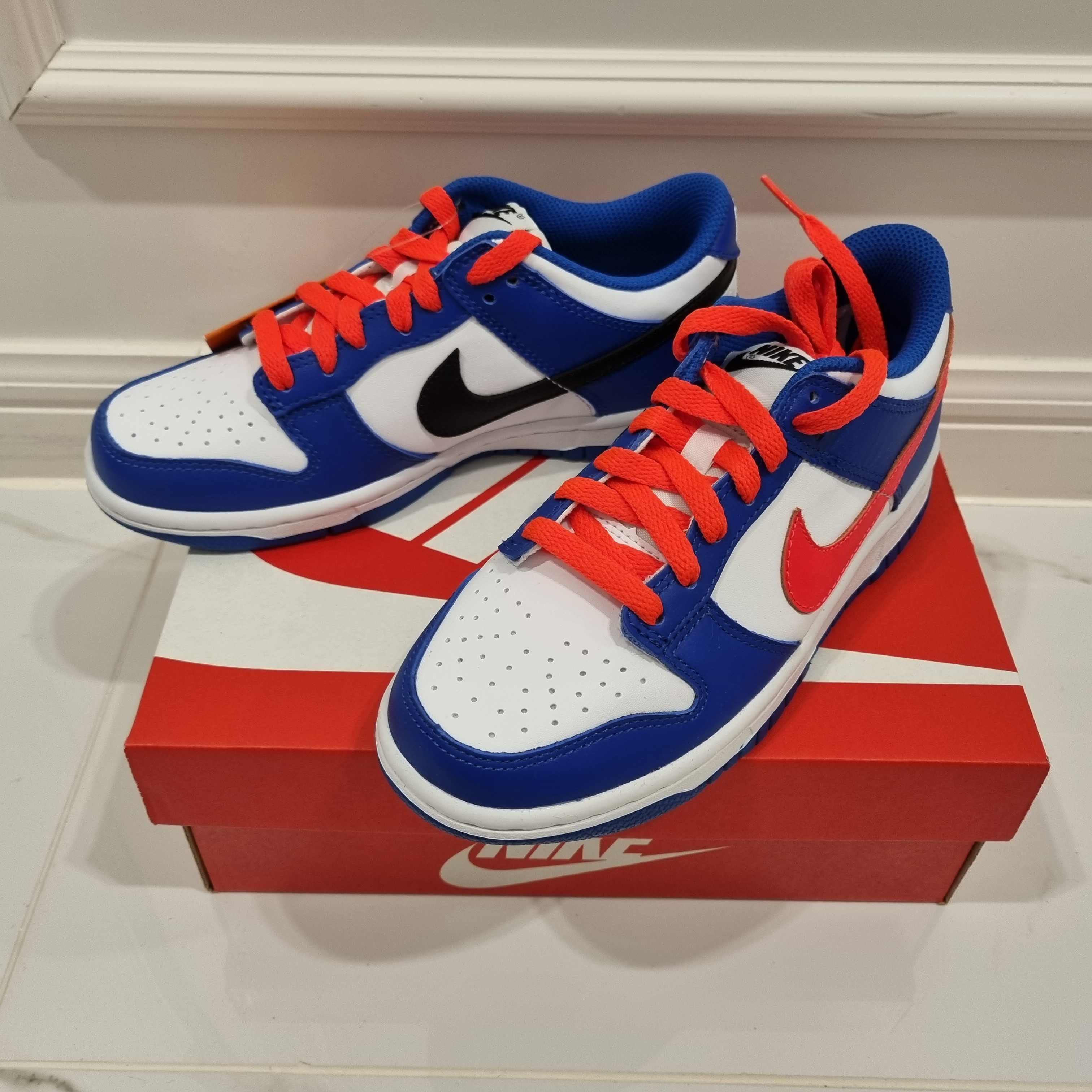 (GS) Nike Dunk Low Bright Crimson Game Royal 착용 스타일 - 1