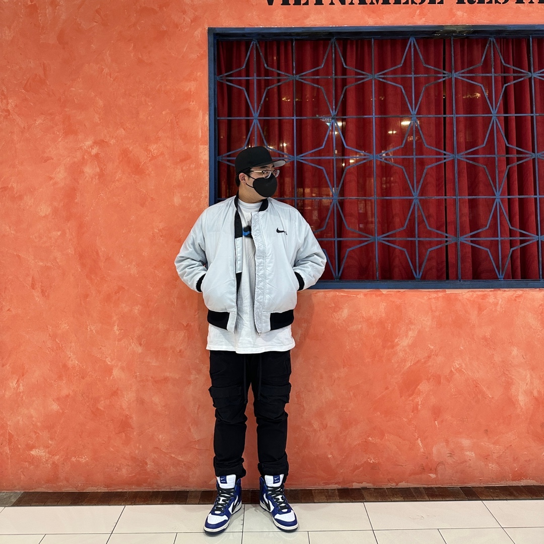 Nike x Ambush Dunk High Deep Royal Blue, Nike NSW Swoosh Therma-Fit Bomber Black - Asia 착용 스타일 - 1