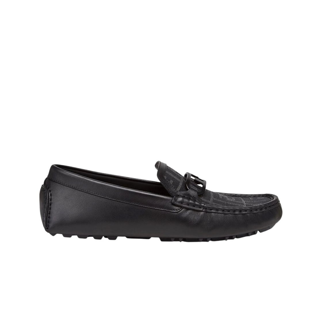 7D1561AJZFF0TUY Fendi O’Lock Driving Leather Loafers Black - 대표 이미지 #1