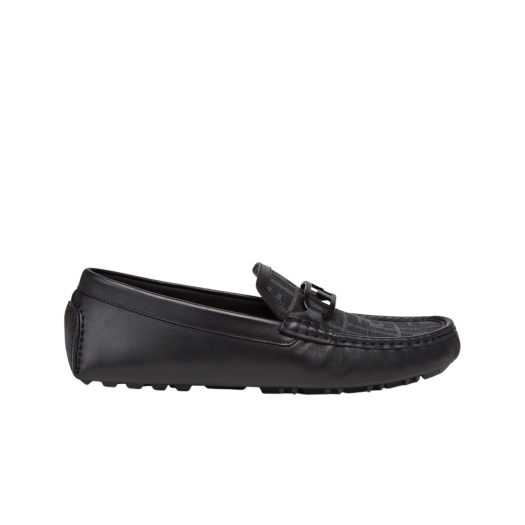 Fendi O’Lock Driving Leather Loafers Black