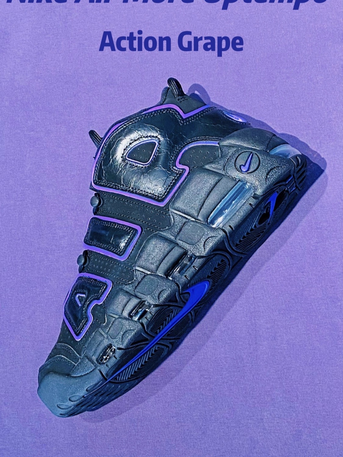 Nike Air More Uptempo 96 Black Action Grape 착용 스타일